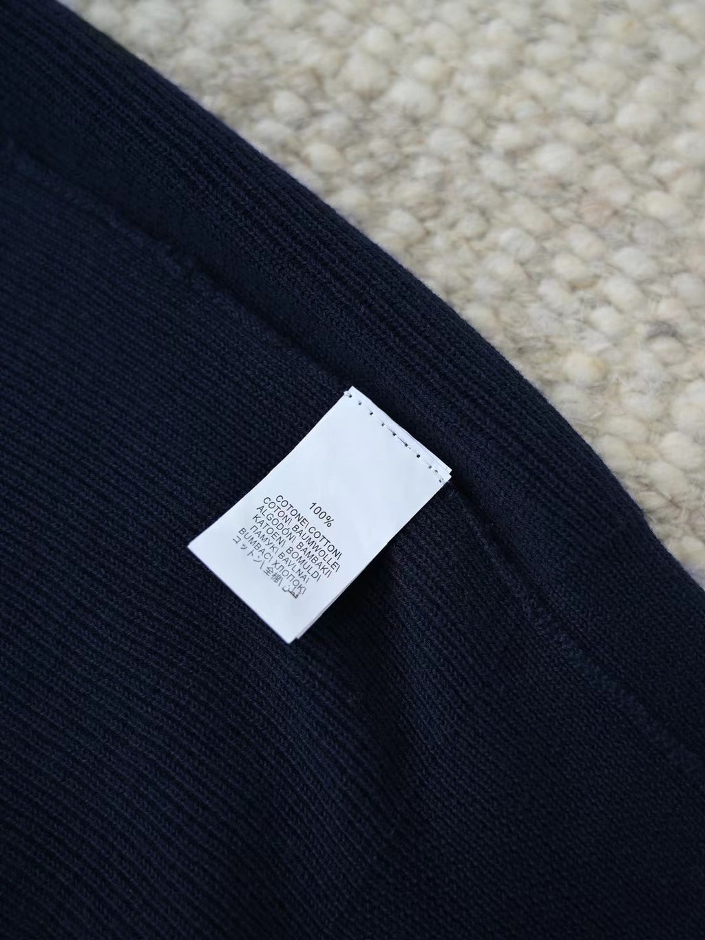 Merino – Quarter-Zip-Pullover aus Merinowolle in Dunkelblau Herren