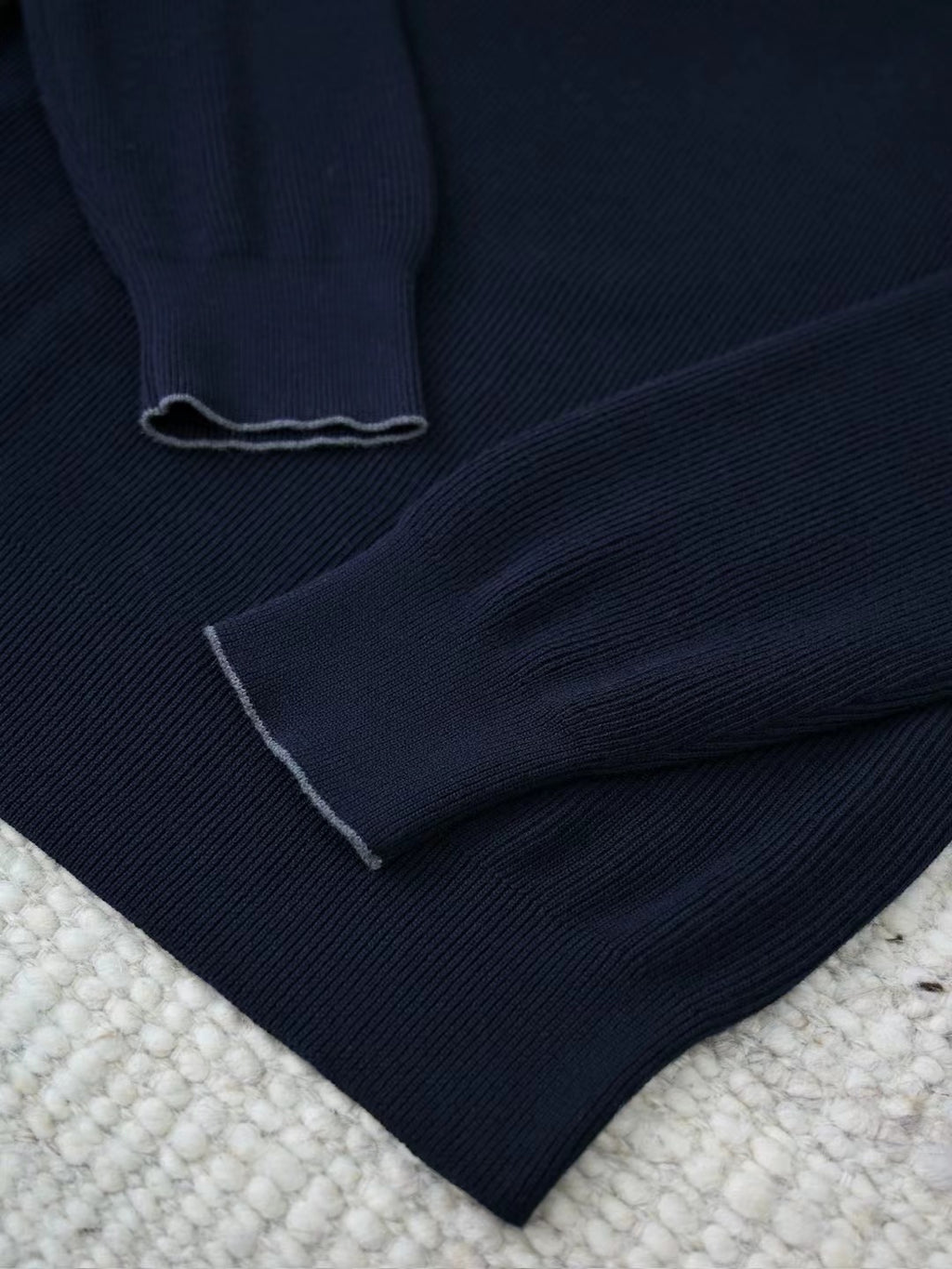 Merino – Quarter-Zip-Pullover aus Merinowolle in Dunkelblau Herren
