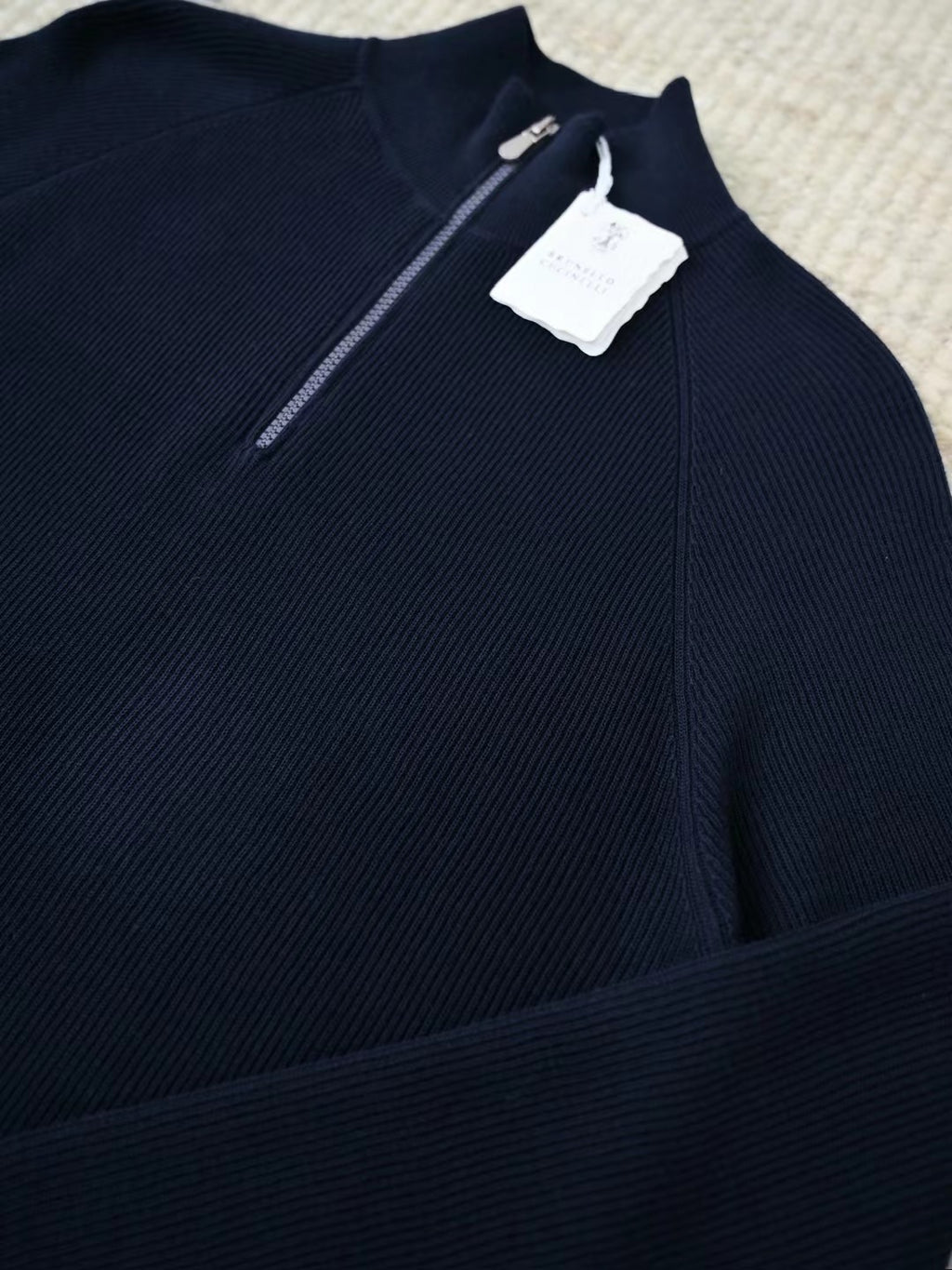 Merino – Quarter-Zip-Pullover aus Merinowolle in Dunkelblau Herren