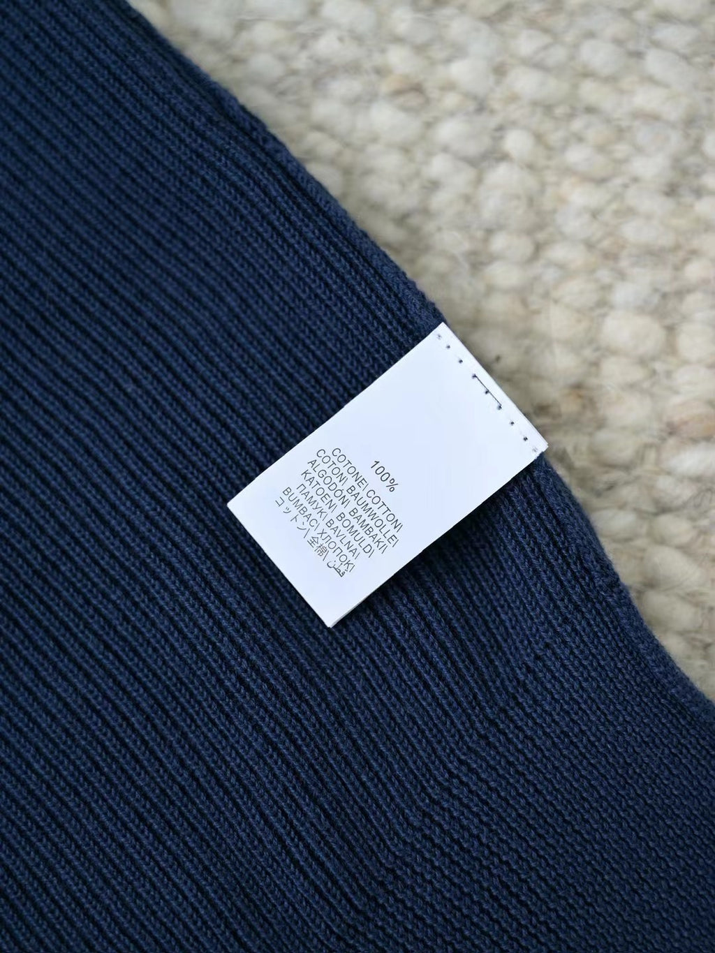 Brunello Cucinelli – Quarter-Zip-Pullover aus gerippter Wolle in Marineblau Herren