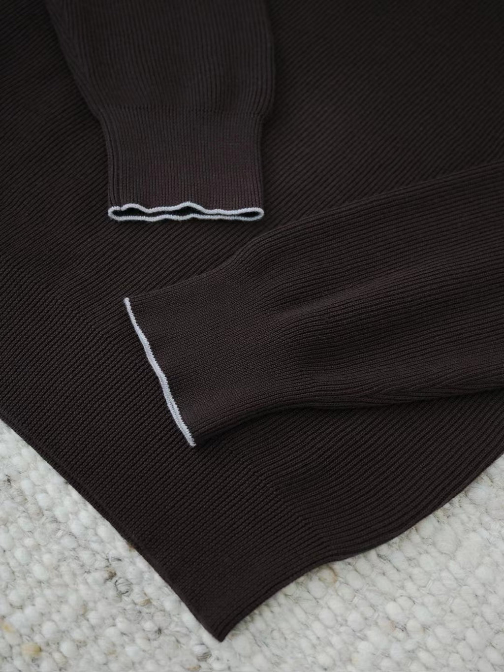 Brunello Cucinelli Viertelreissverschluss-Pullover aus Baumwolle in Dunkelbraun