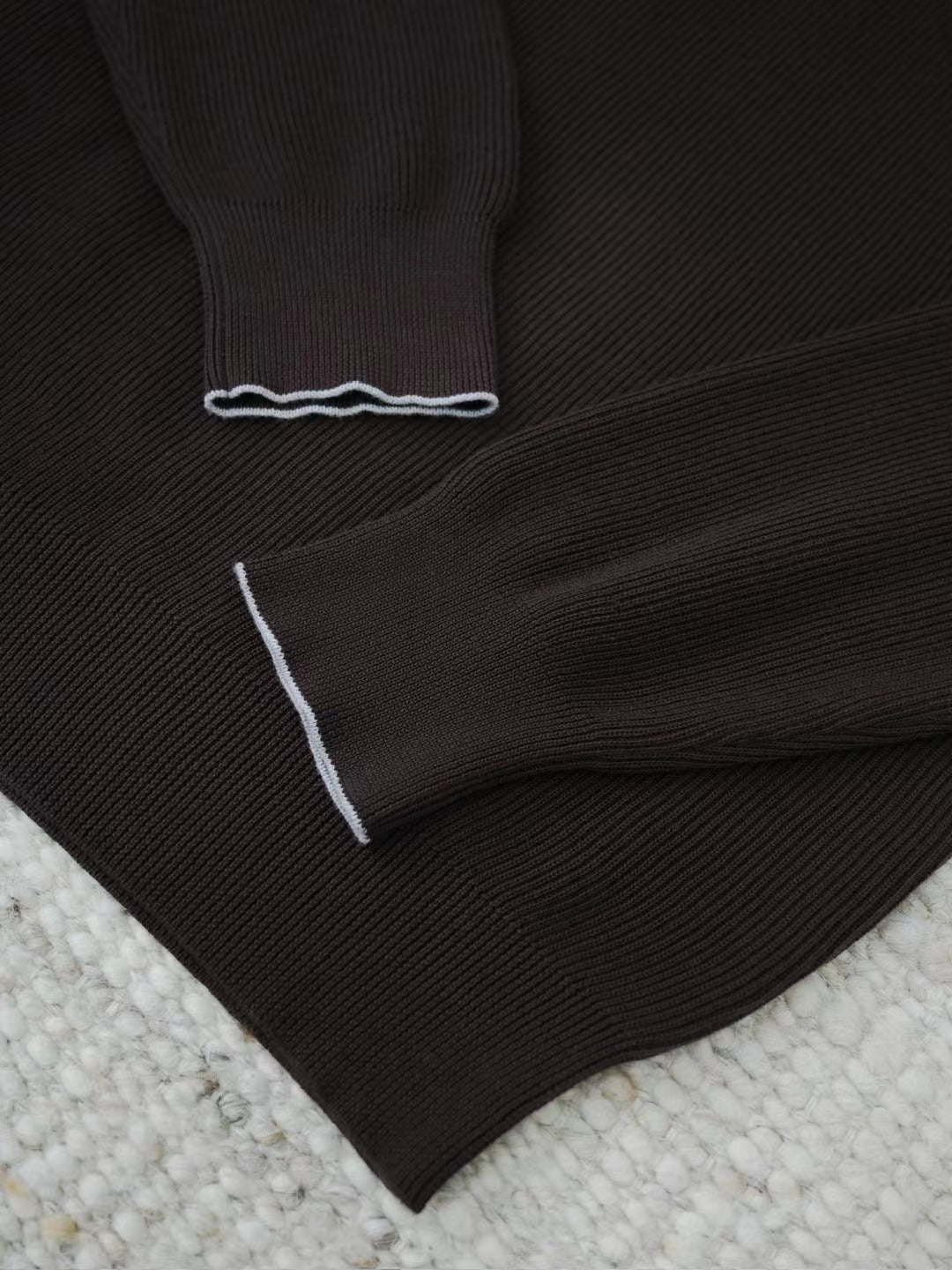 Brunello Cucinelli Viertelreissverschluss-Pullover aus Baumwolle in Dunkelbraun