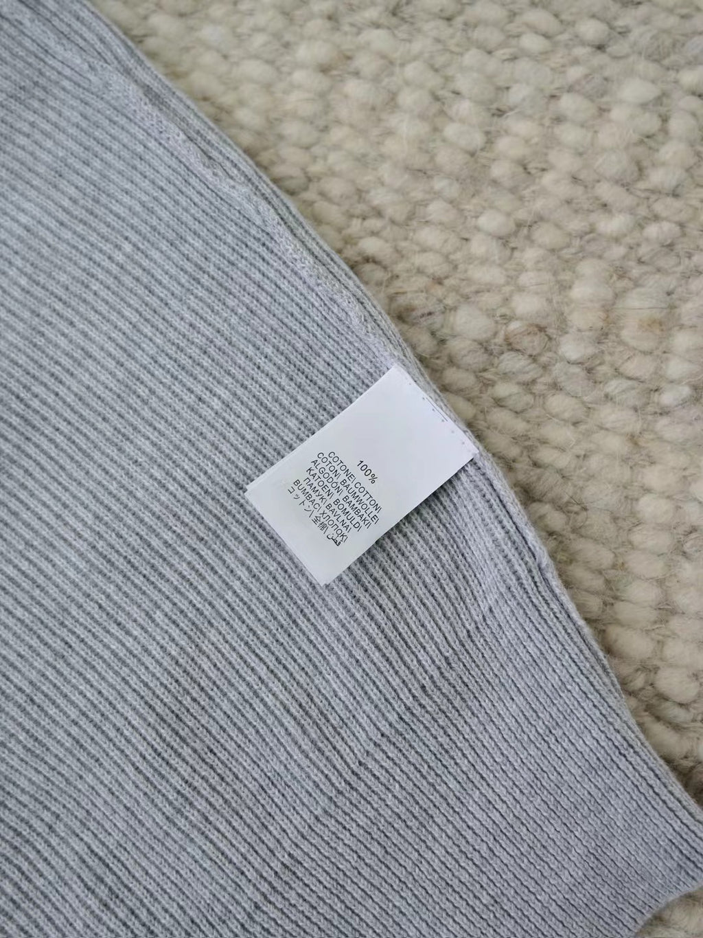 William Lockie – Gerippter Quarter-Zip-Pullover aus Wolle in Hellgrau Herren
