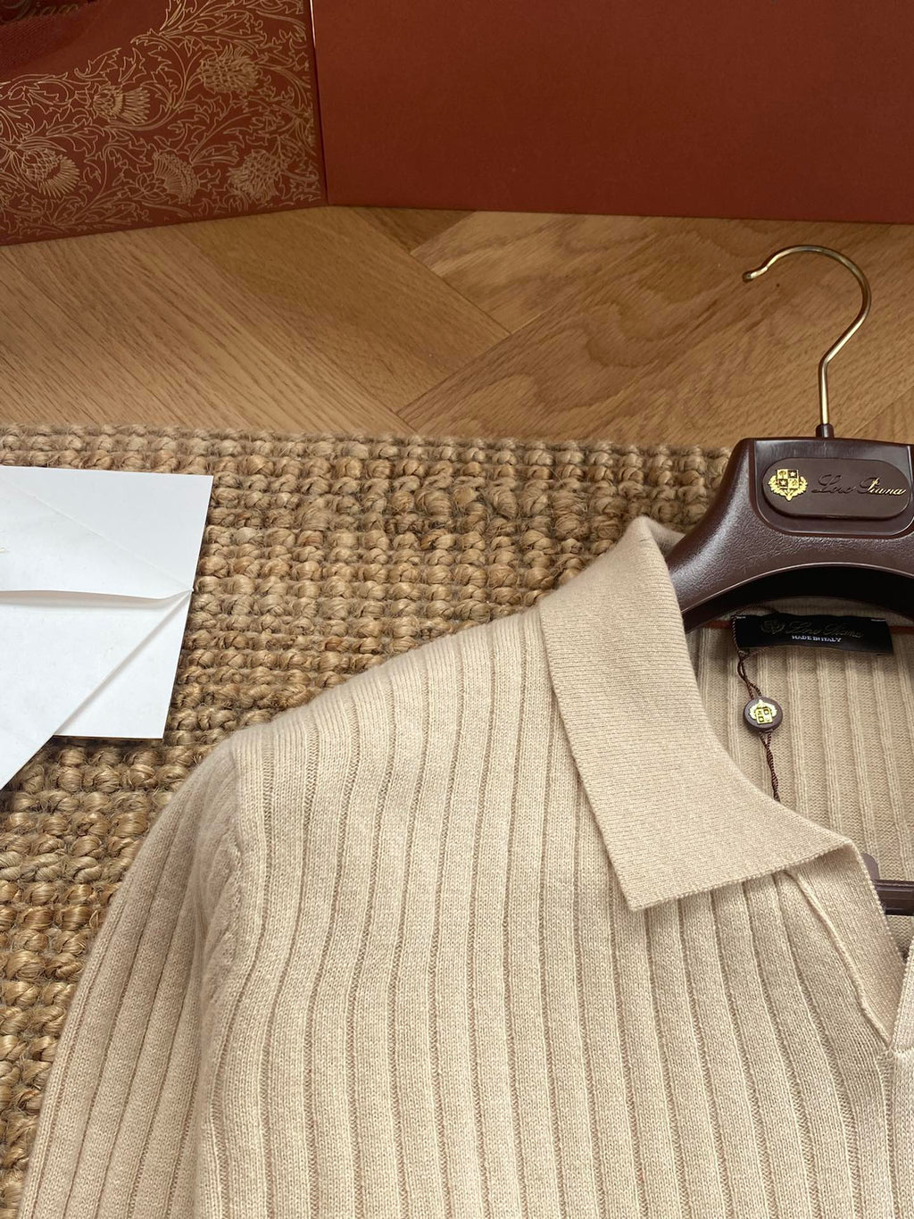 Lora Piana Polo-Strickpullover Beige – Premium Rippenstrick Weicher Longsleeve