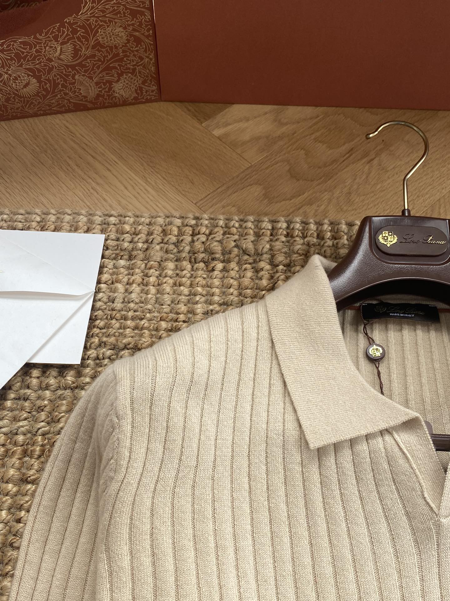 Lora Piana Polo-Strickpullover Beige – Premium Rippenstrick Weicher Longsleeve