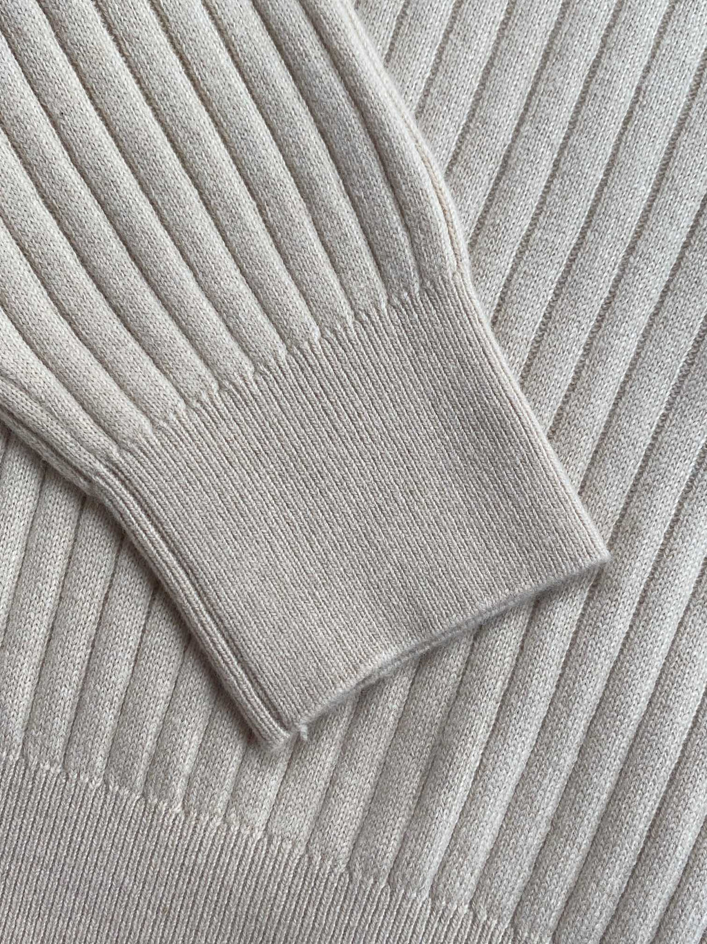 Lora Piana Polo-Strickpullover Beige – Premium Rippenstrick Weicher Longsleeve