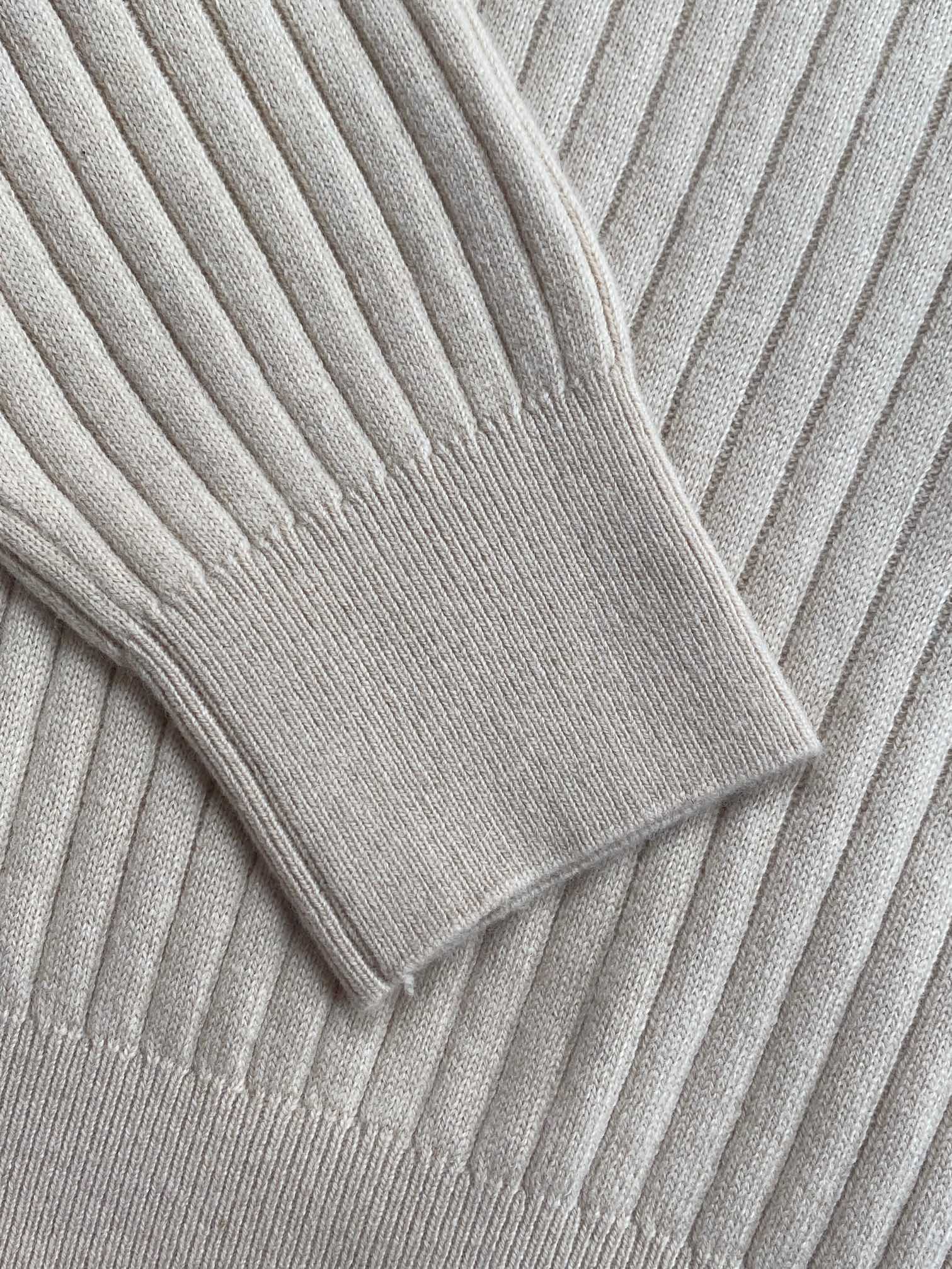 Lora Piana Polo-Strickpullover Beige – Premium Rippenstrick Weicher Longsleeve