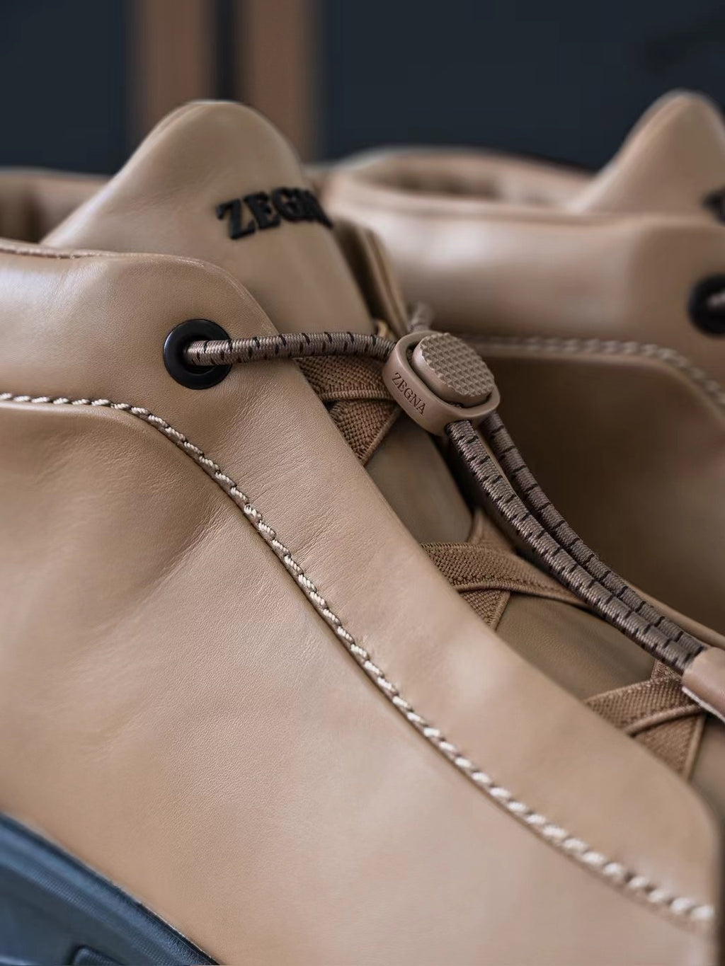 Zegna – Premium Leder Boots in Beige mit Trekking-Sohle