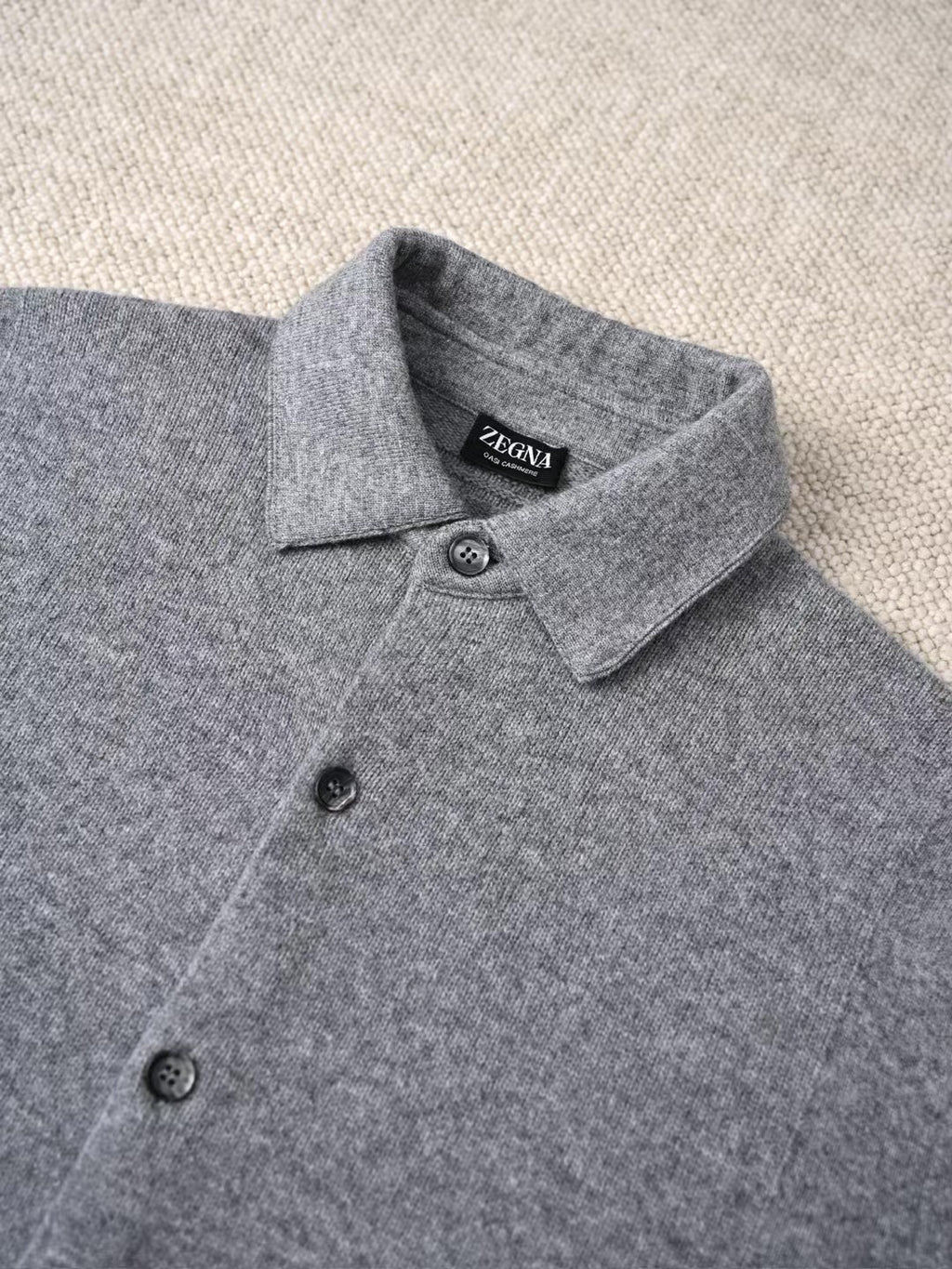 ZEGNA Graues Herrenhemd mit Knopfleiste – Elegantes Langarmhemd für Alltag & Freizeit