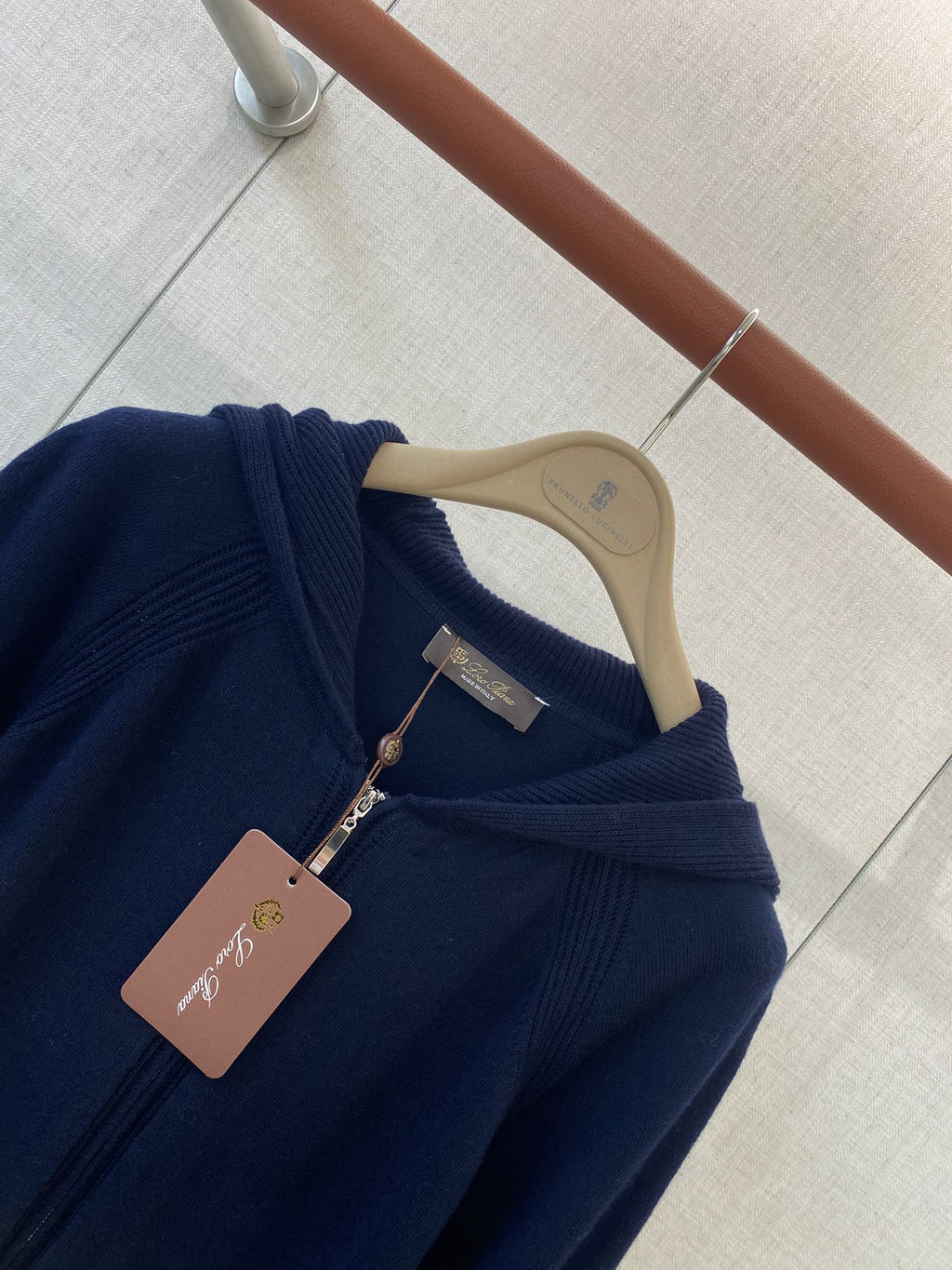 Loro Piana Herren Hoodie-Strickjacke Dunkelblau – Luxuriöse Kapuzenjacke