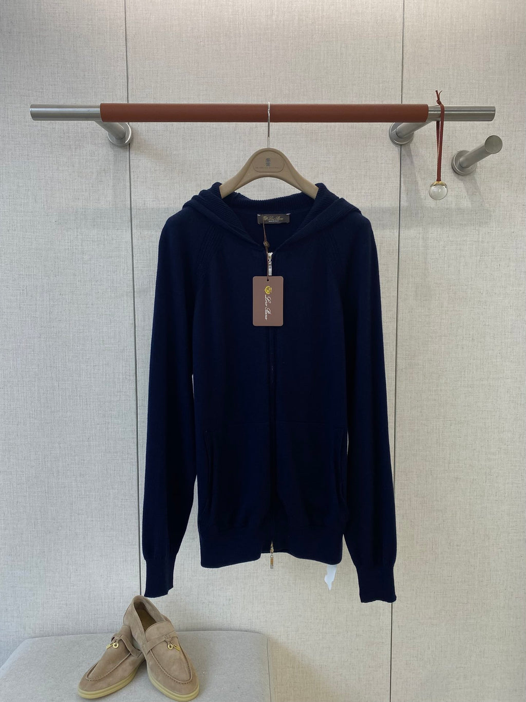 Loro Piana Herren Hoodie-Strickjacke Dunkelblau – Luxuriöse Kapuzenjacke