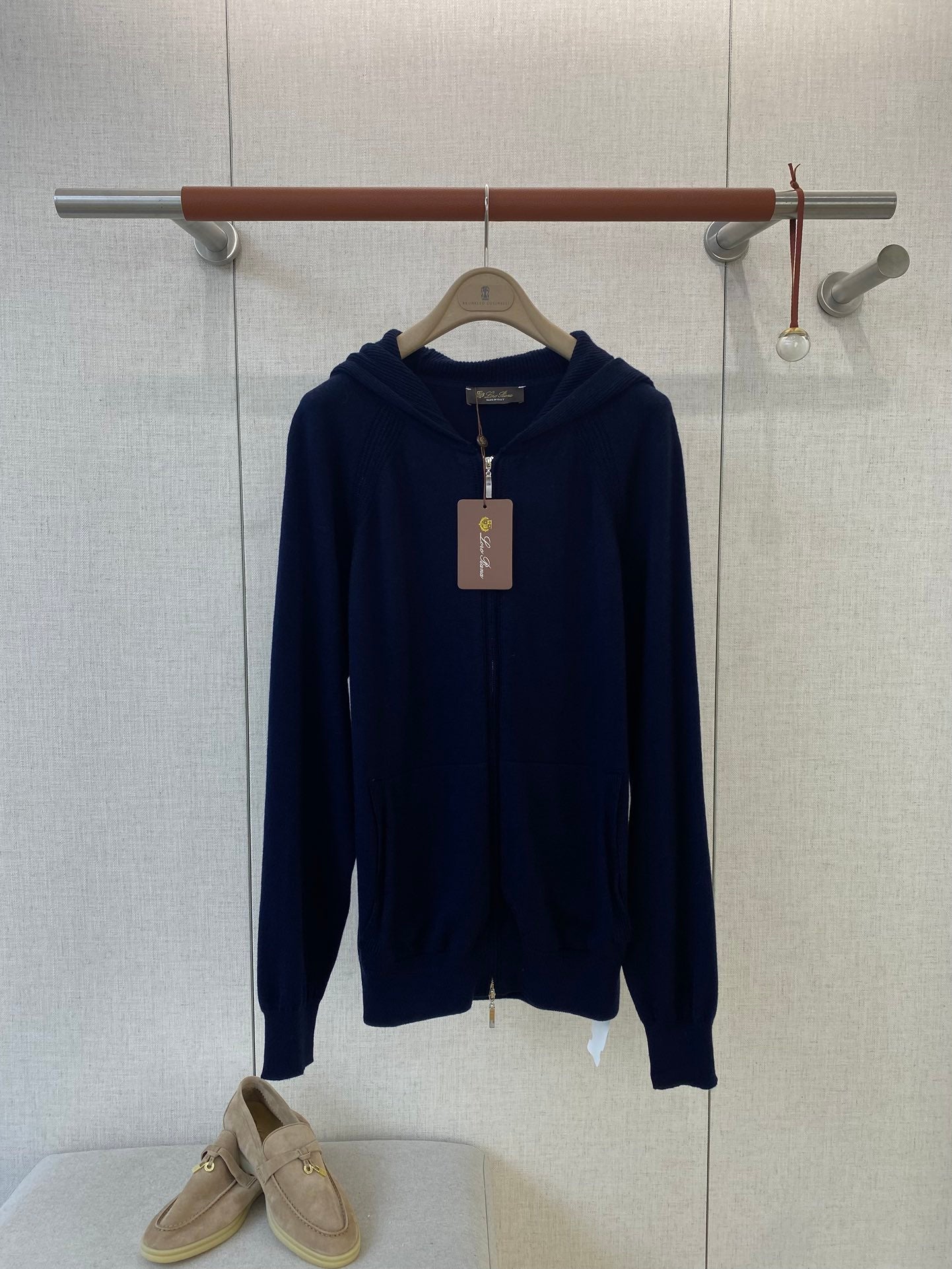 Loro Piana Herren Hoodie-Strickjacke Dunkelblau – Luxuriöse Kapuzenjacke