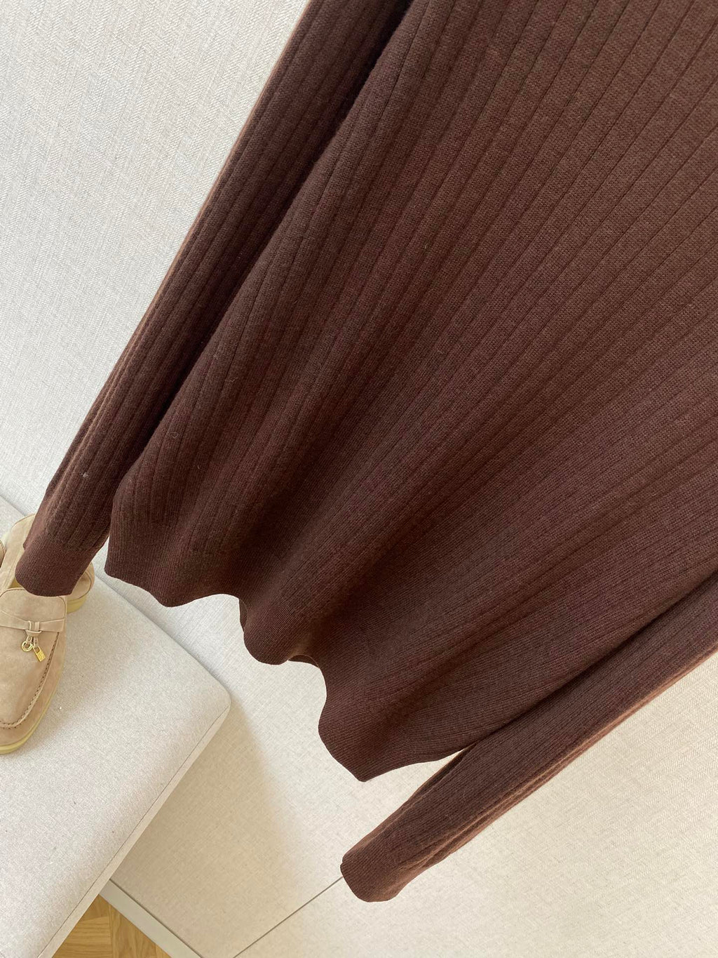 Lora Piana Strickpullover Dunkelbraun – Feinstrick Polo-Pullover