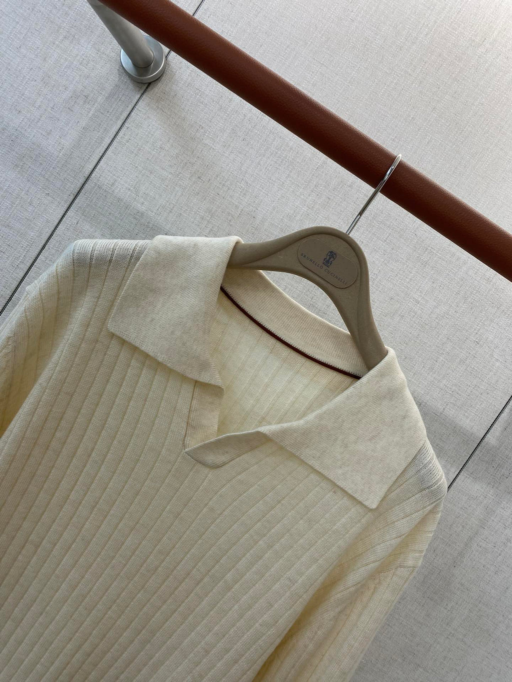 Lora Piana Polo-Strickpullover In Creme – Feiner Rippenstrick