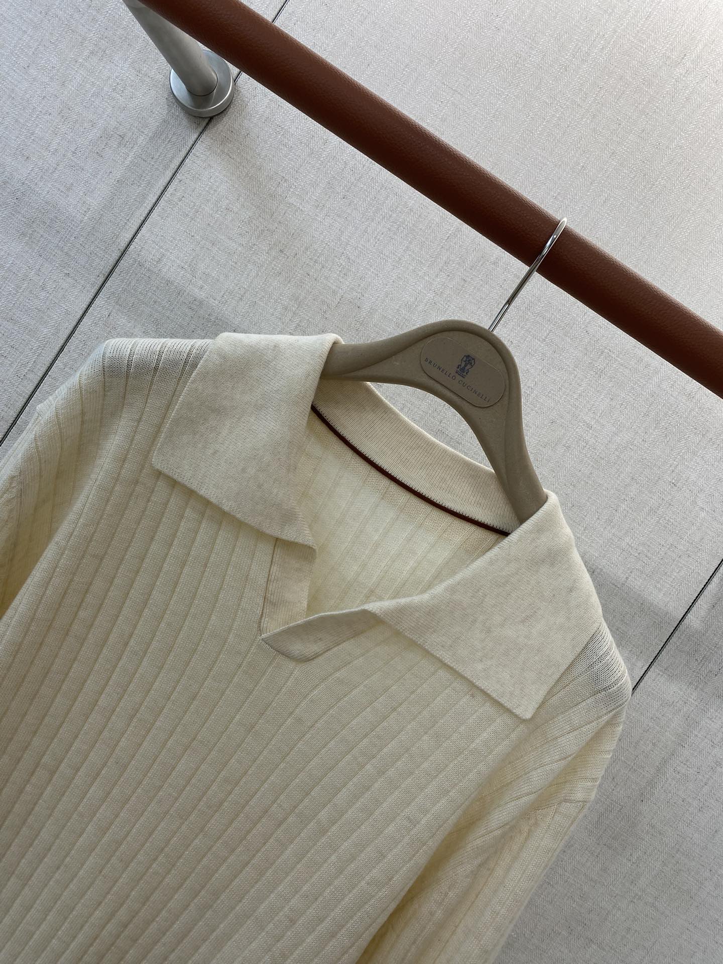 Lora Piana Polo-Strickpullover In Creme – Feiner Rippenstrick