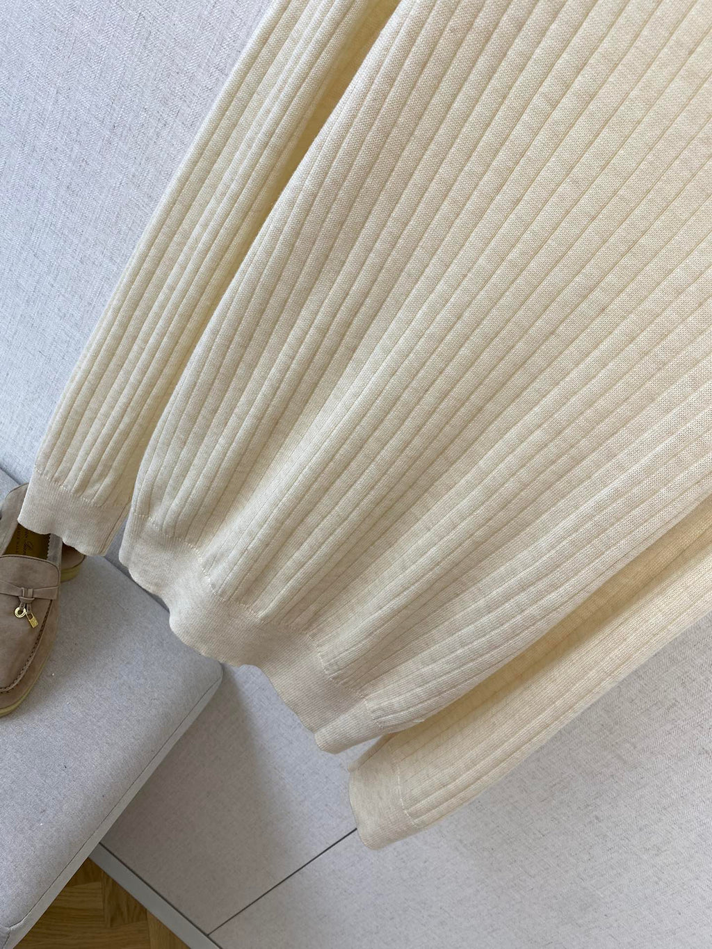 Lora Piana Polo-Strickpullover In Creme – Feiner Rippenstrick