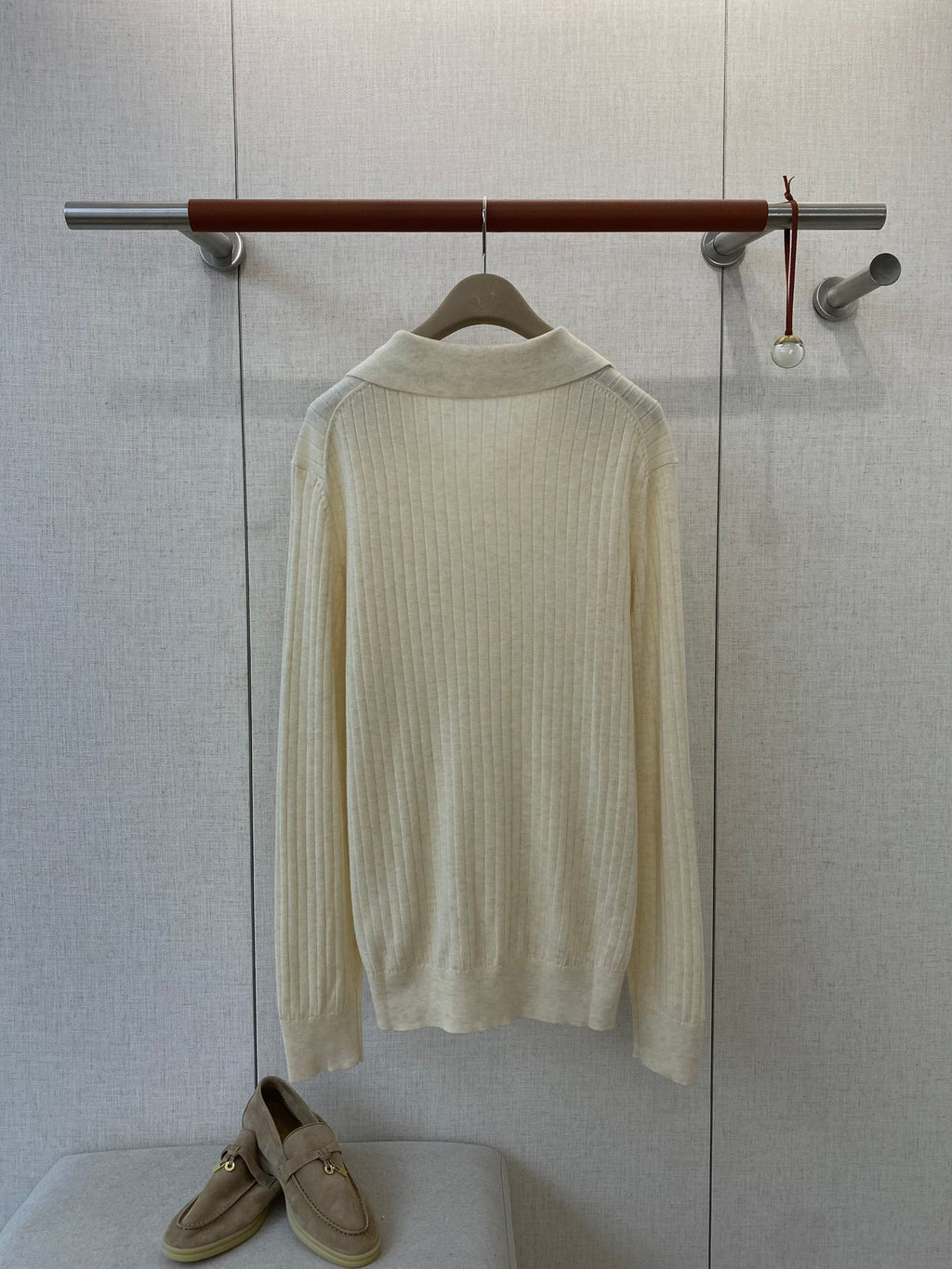 Lora Piana Polo-Strickpullover In Creme – Feiner Rippenstrick