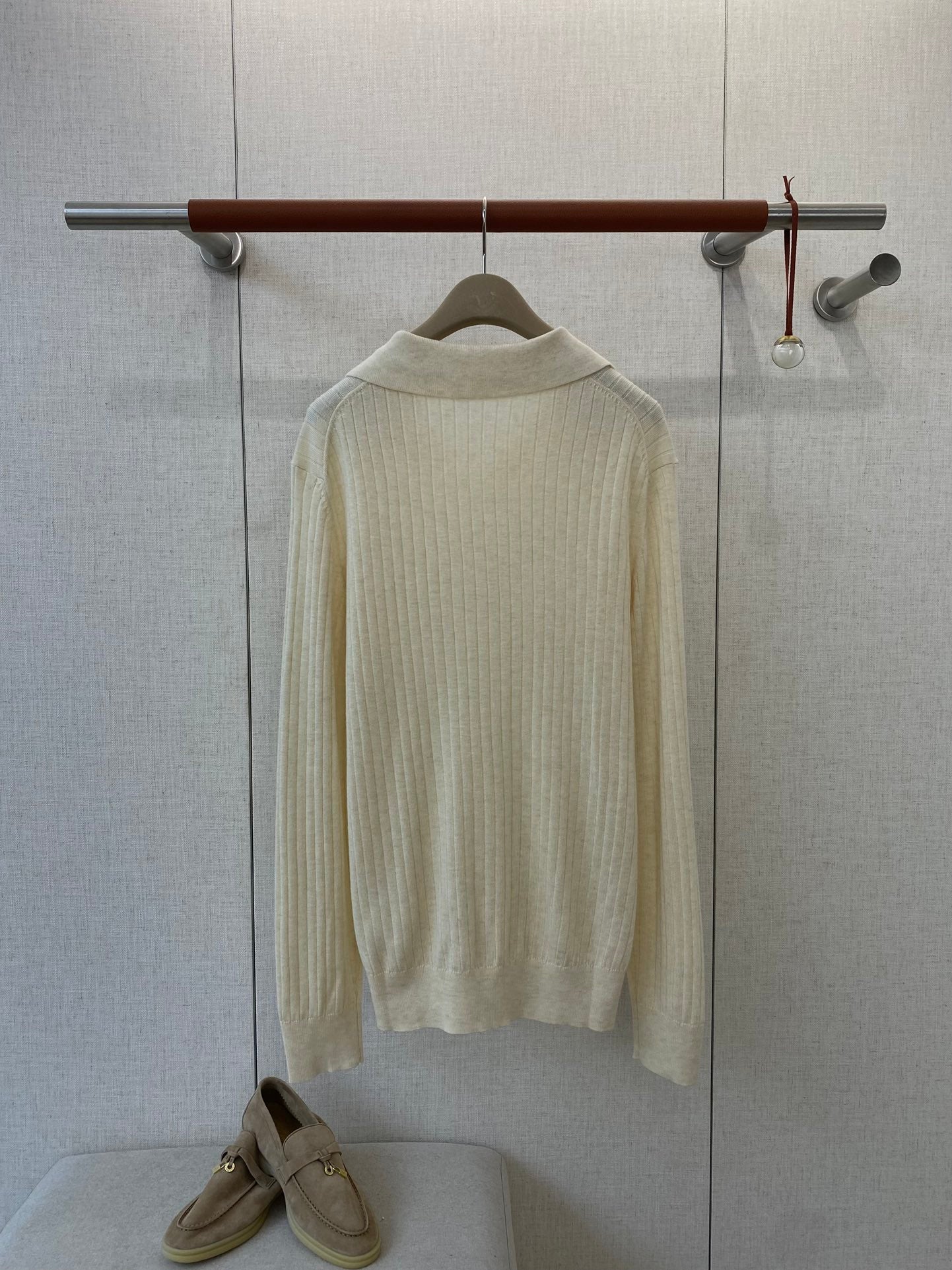 Lora Piana Polo-Strickpullover In Creme – Feiner Rippenstrick