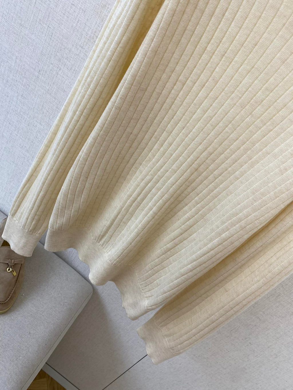 Lora Piana Polo-Strickpullover In Creme – Feiner Rippenstrick