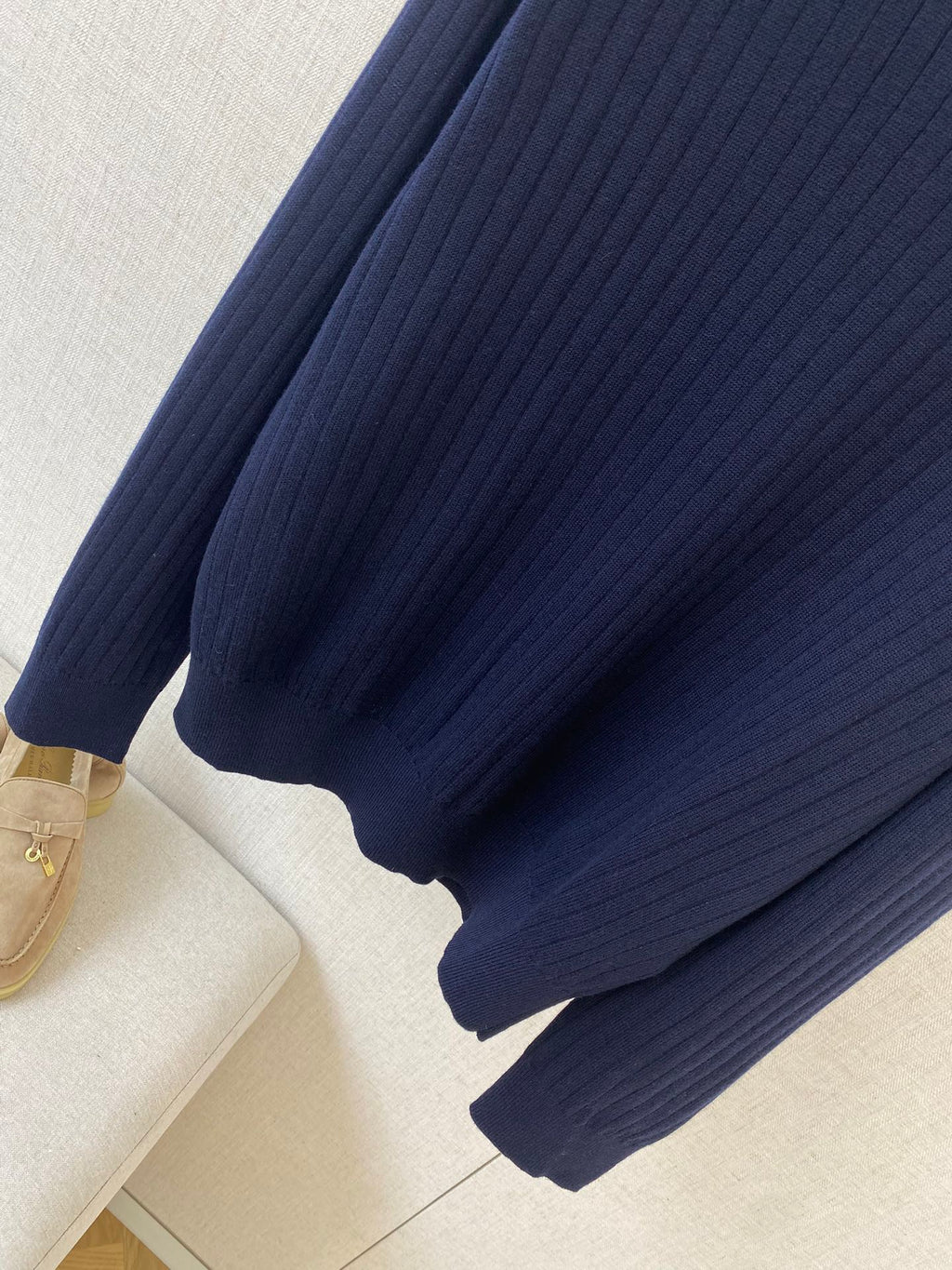 Brunello Cucinelli Herren Strick-Polo in Dunkelblau Feinstrickpullover