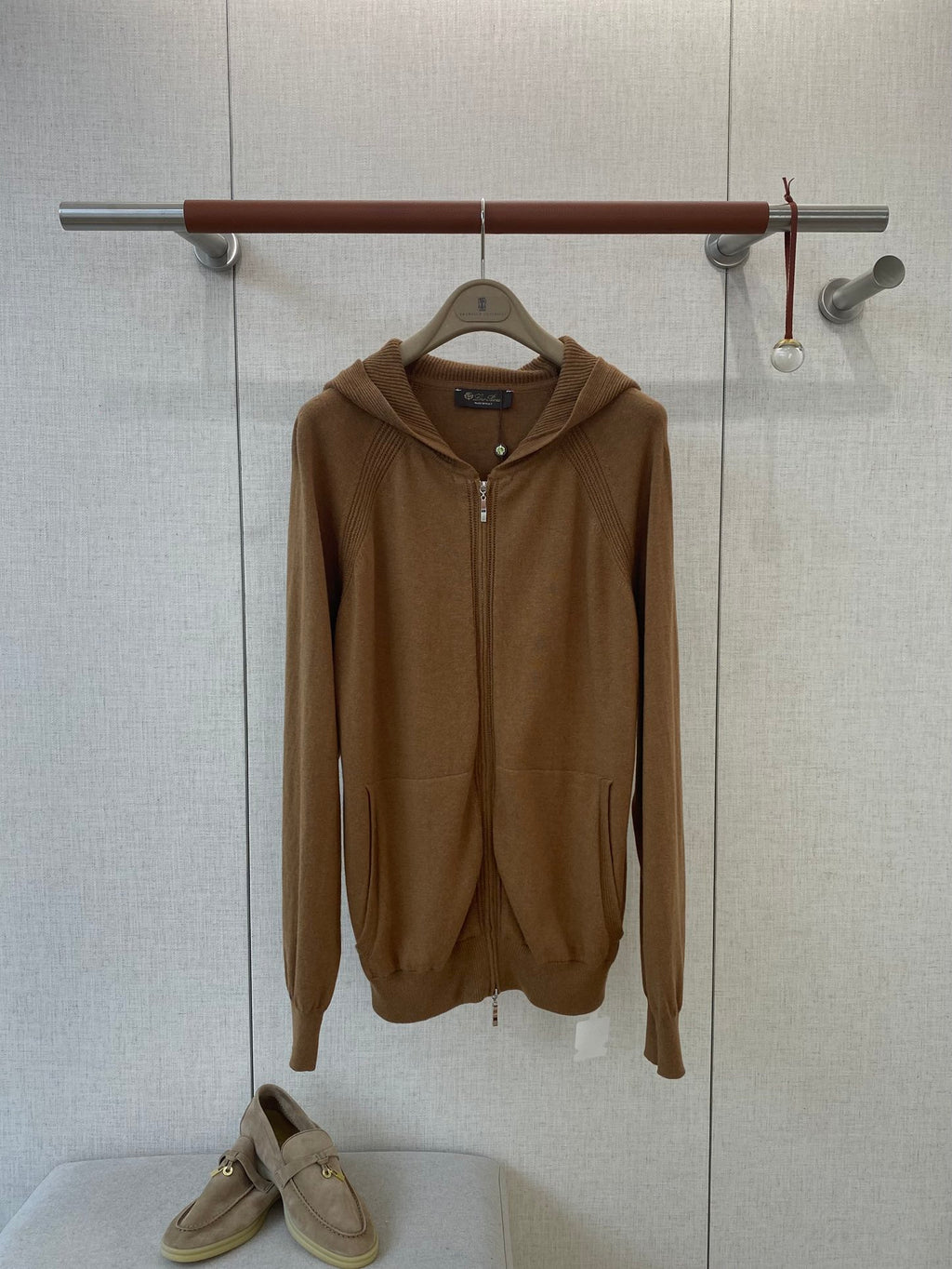 Lora Piana Strick Hoodie Jacke Braun – Premium Zip Cardigan mit Kapuze