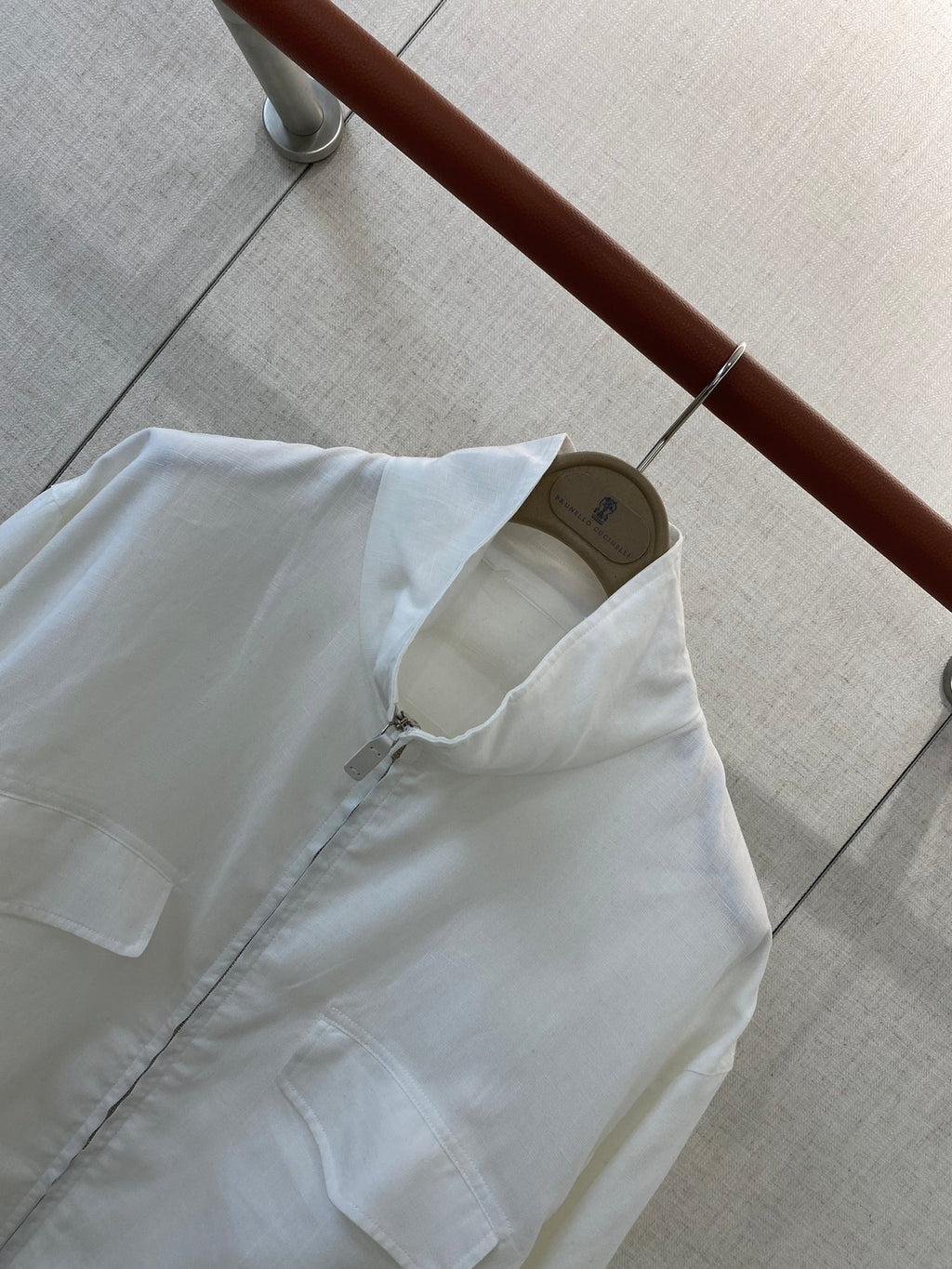 ZEGNA Weisse Leichte Zip-Jacke mit Brusttaschen