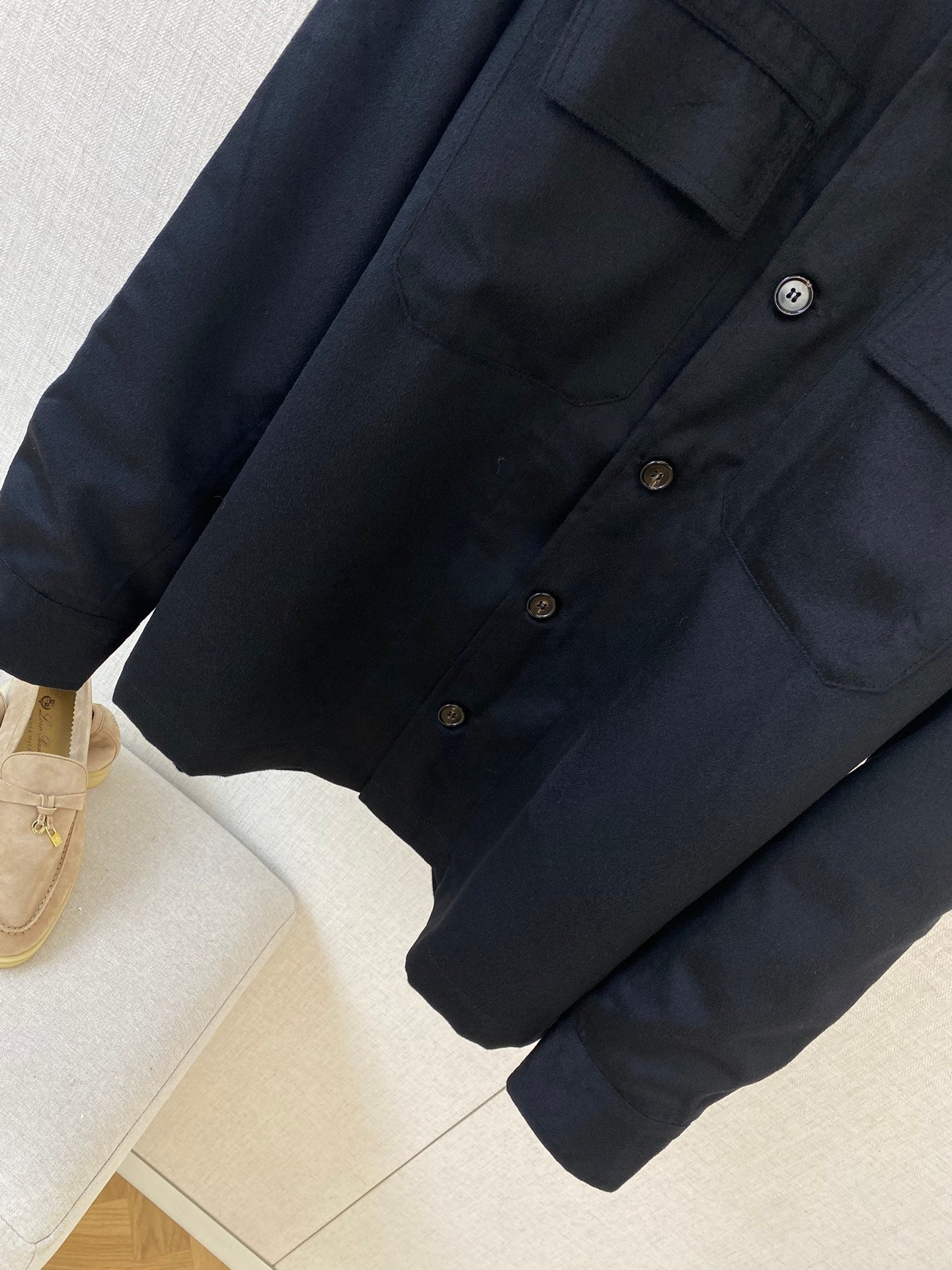 ZEGNA Dunkelblaues Overshirt aus Wolle und Kaschmir