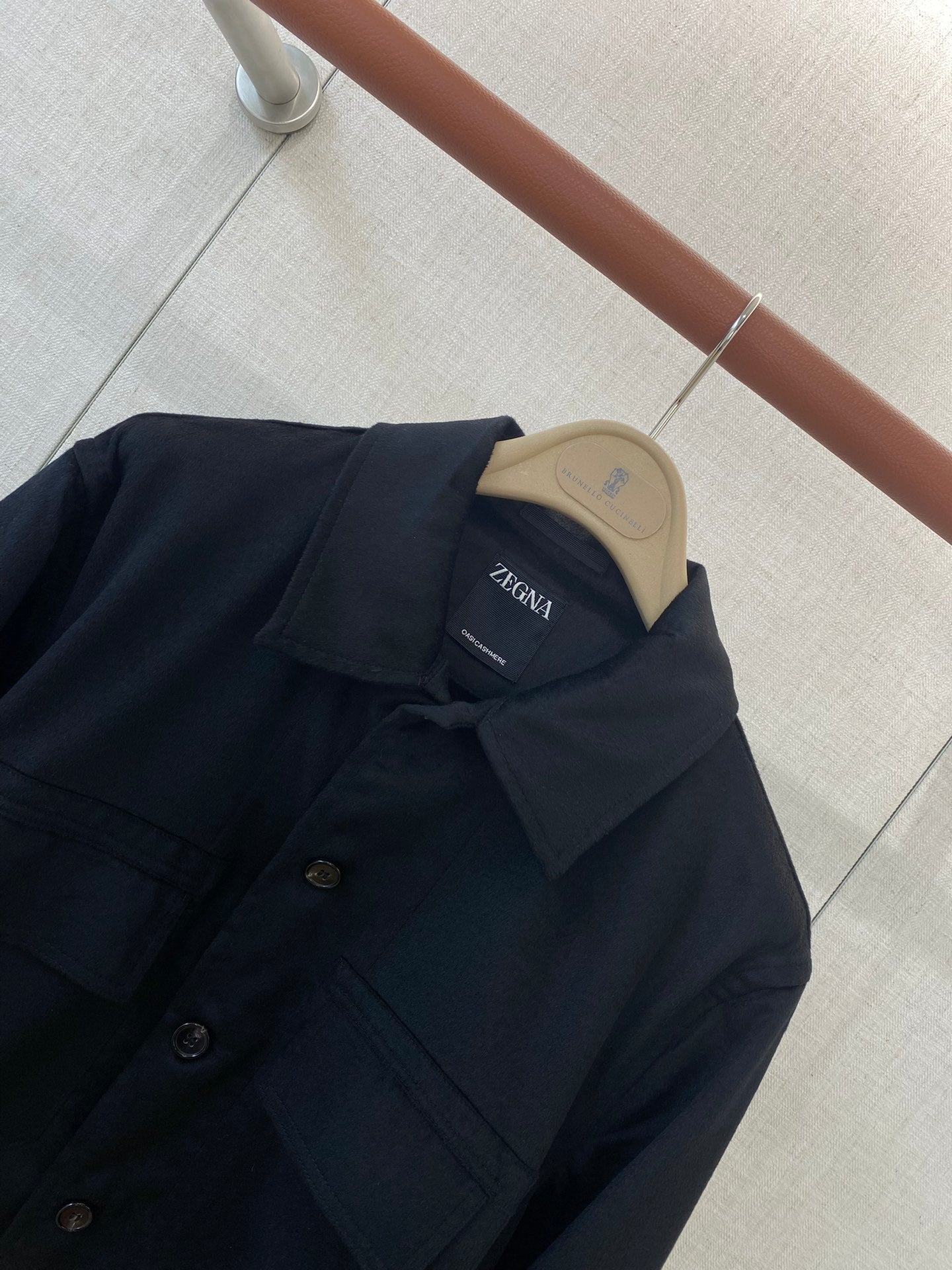 ZEGNA Dunkelblaues Overshirt aus Wolle und Kaschmir
