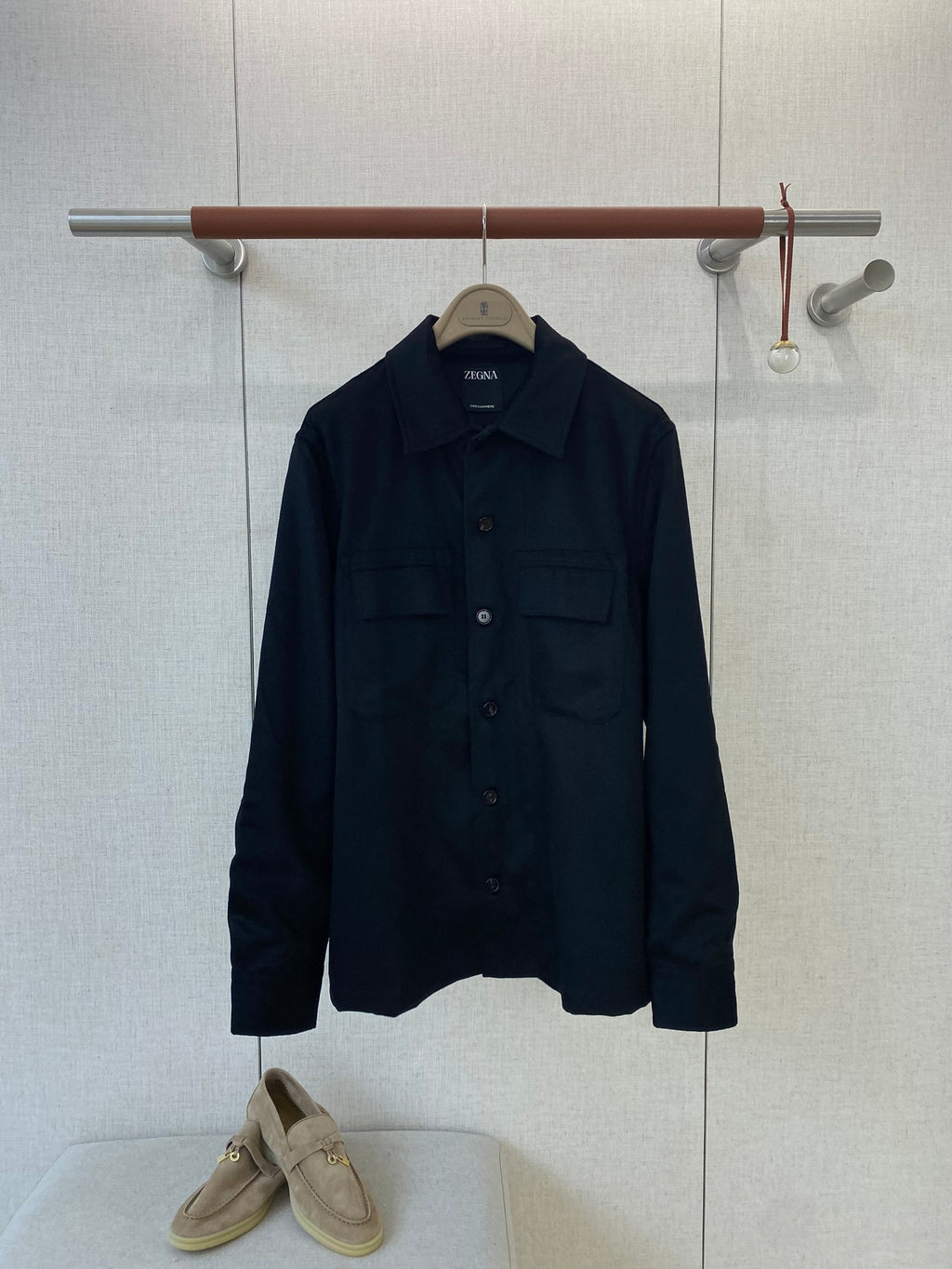 ZEGNA Dunkelblaues Overshirt aus Wolle und Kaschmir