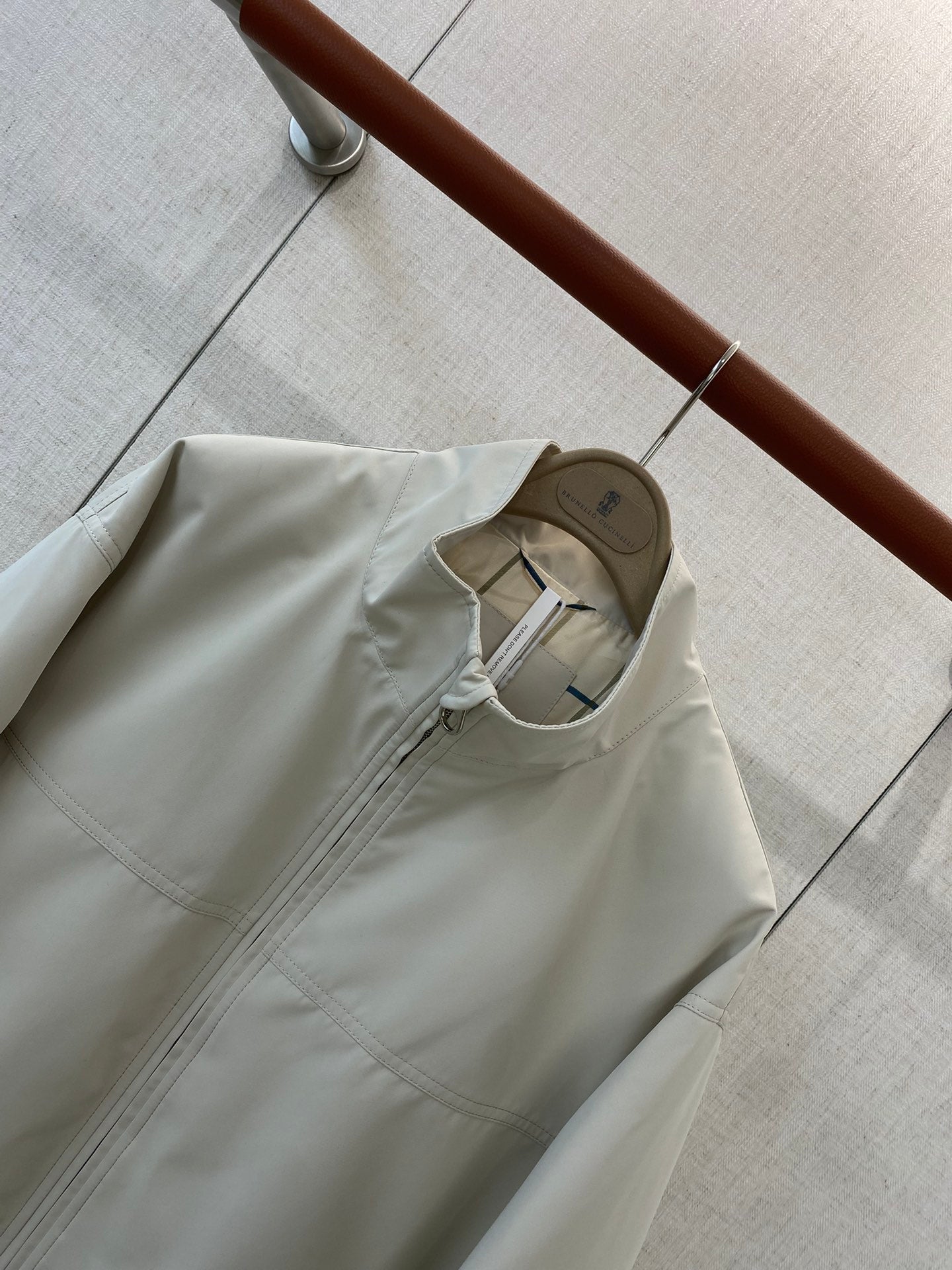 Loro Piana Herren Jacke in Hellgrau mit Reissverschluss und Ziptaschen