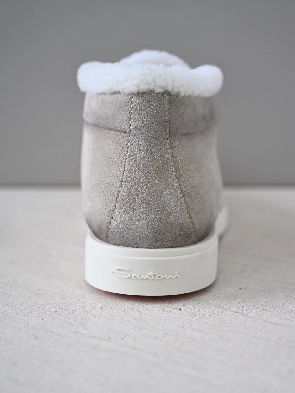 Santoni Herren Mokassin-Boots aus Veloursleder mit Lammfellfutter