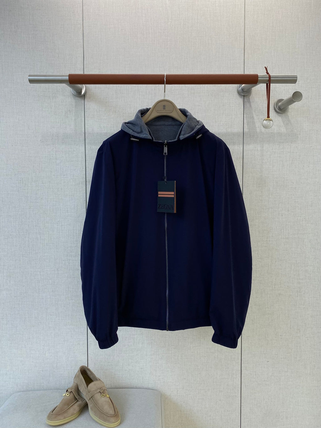 ZEGNA Herren-Kapuzenjacke mit Zipper Marineblau