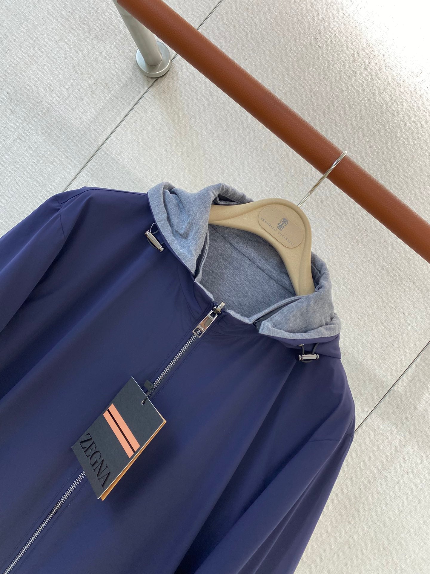ZEGNA Herren-Kapuzenjacke mit Zipper Marineblau