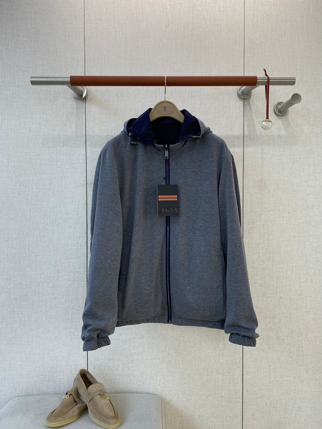 ZEGNA Herren-Kapuzenjacke mit Zipper Marineblau