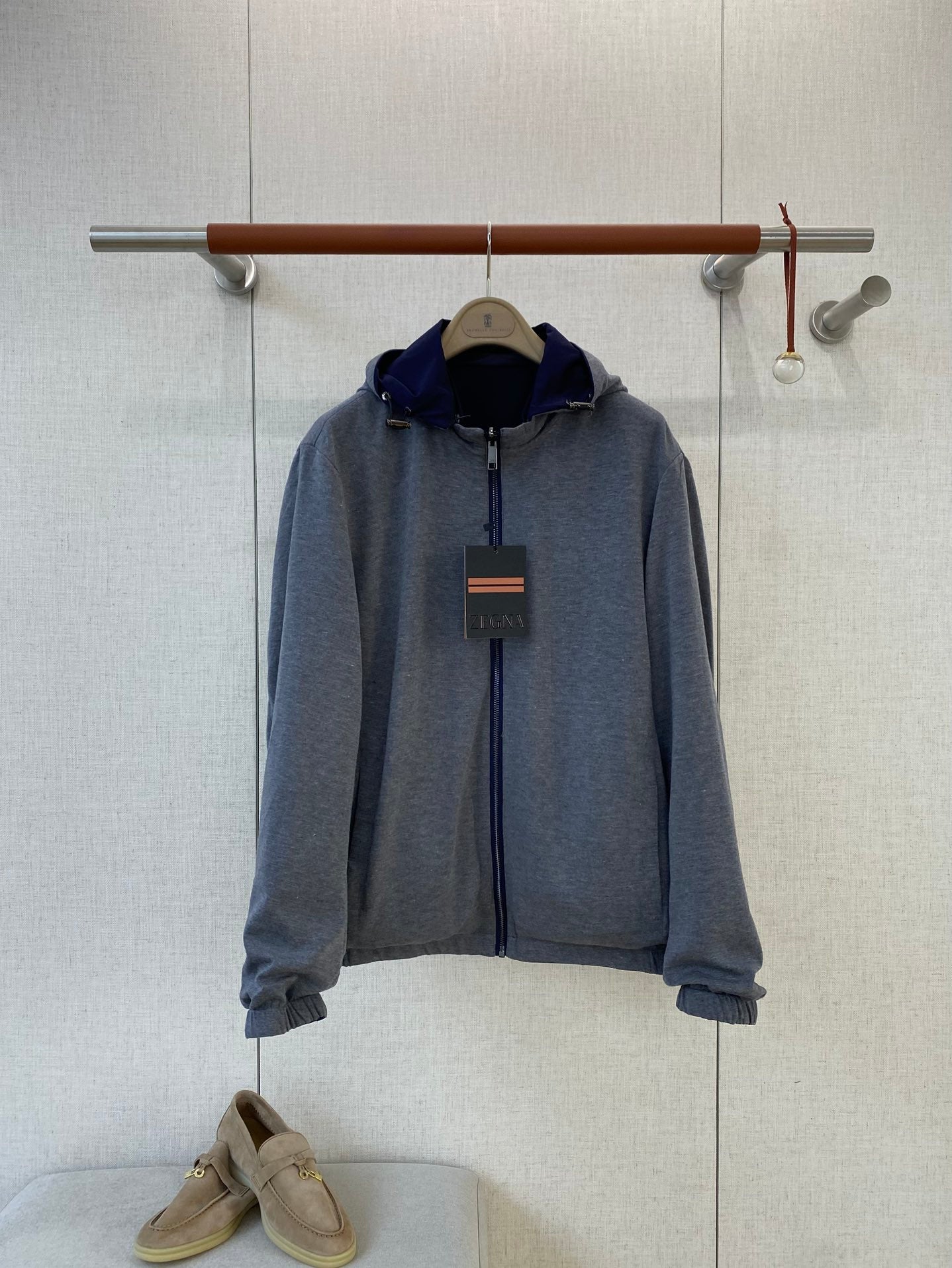 ZEGNA Herren-Kapuzenjacke mit Zipper Marineblau