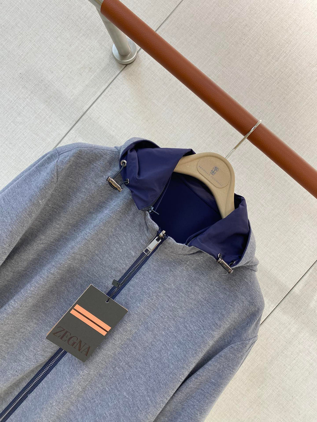 ZEGNA Herren-Kapuzenjacke mit Zipper Marineblau