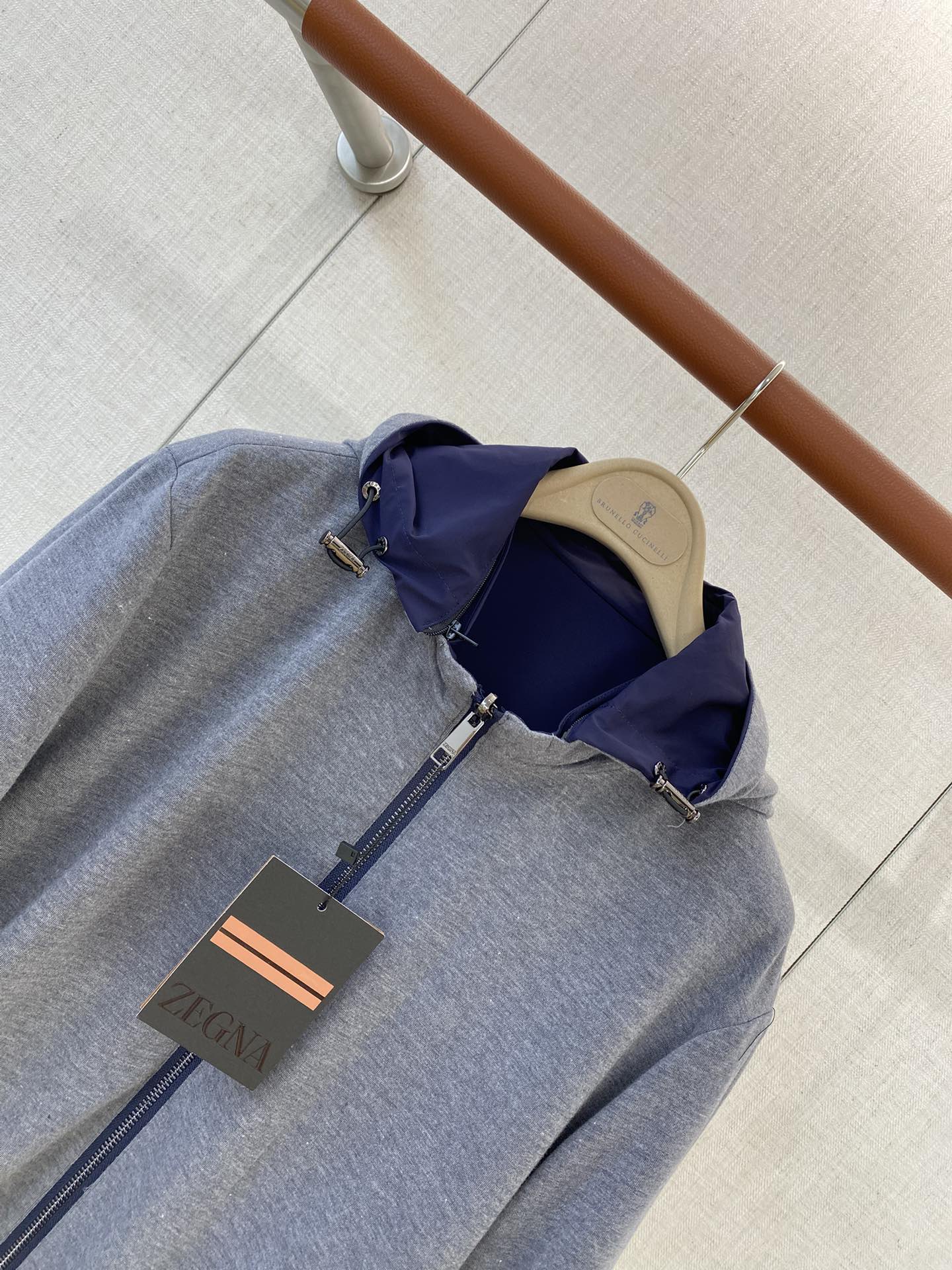 ZEGNA Herren-Kapuzenjacke mit Zipper Marineblau