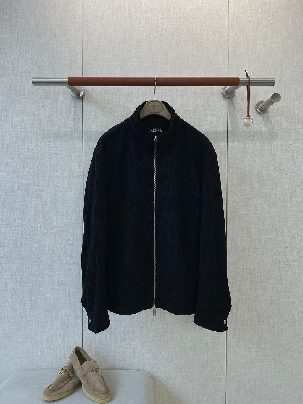 ZEGNA Herren-Jacke mit Zipper und Stehkragen Schwarz