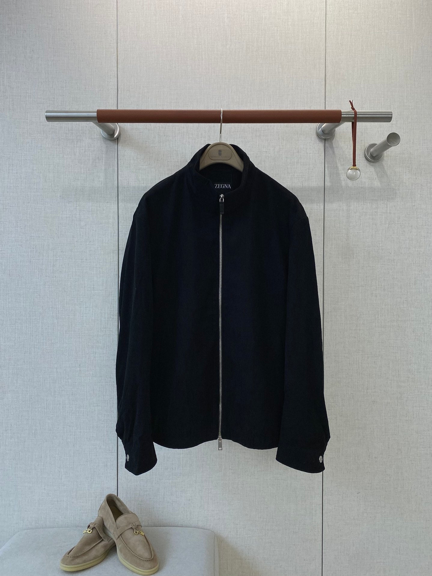ZEGNA Herren-Jacke mit Zipper und Stehkragen Schwarz