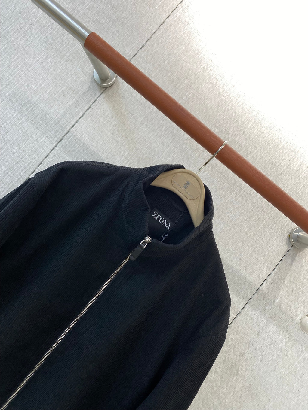 ZEGNA Herren-Jacke mit Zipper und Stehkragen Schwarz