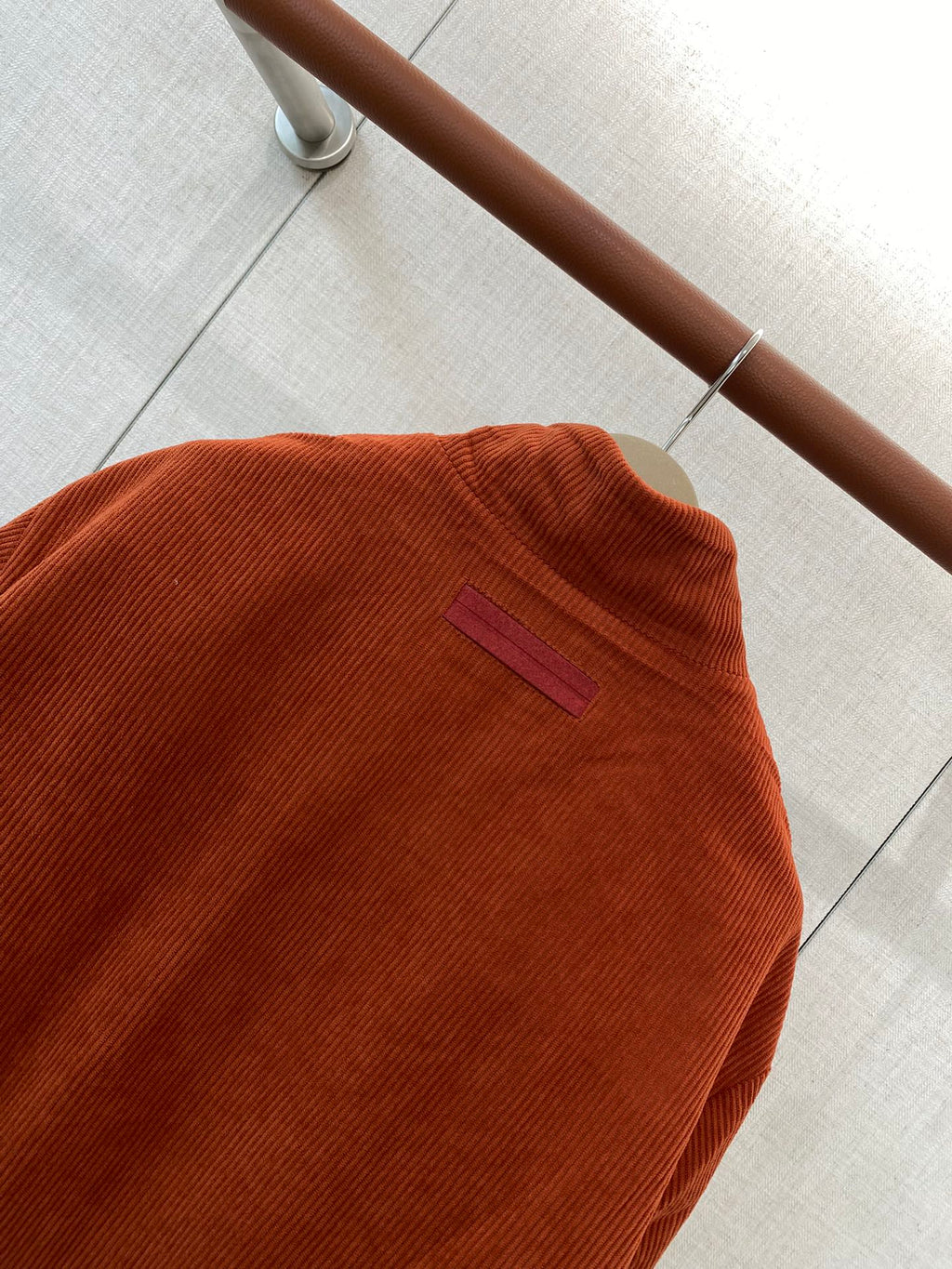 ZEGNA Herren-Cordjacke mit Zipper und Stehkragen Rostbraun