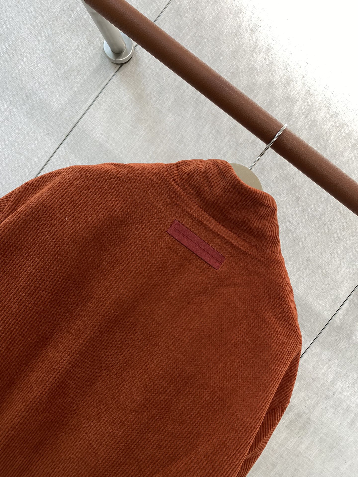 ZEGNA Herren-Cordjacke mit Zipper und Stehkragen Rostbraun