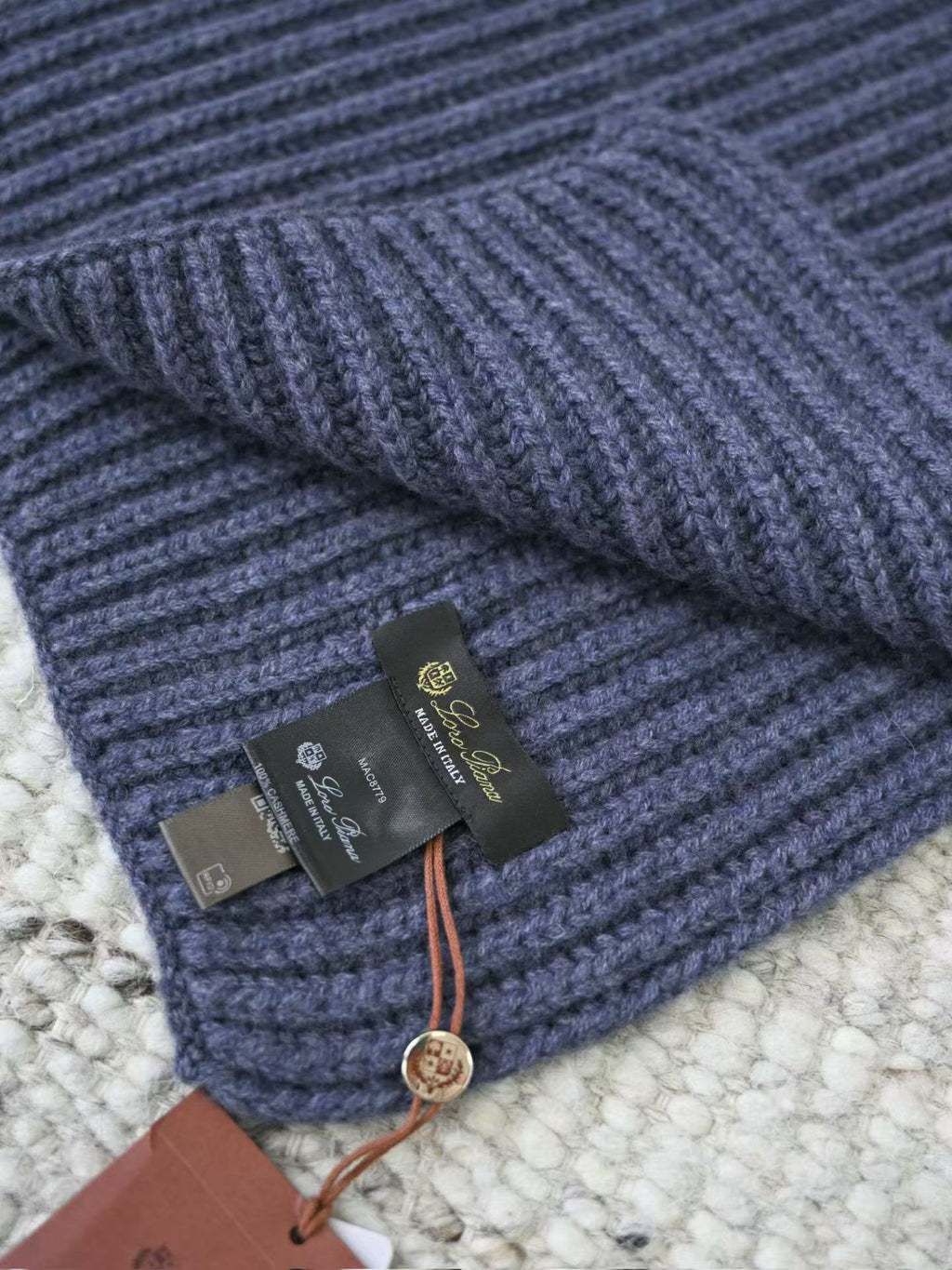 Loro Piana Herren Strickschal aus Woll-Kaschmir-Mix – Blau