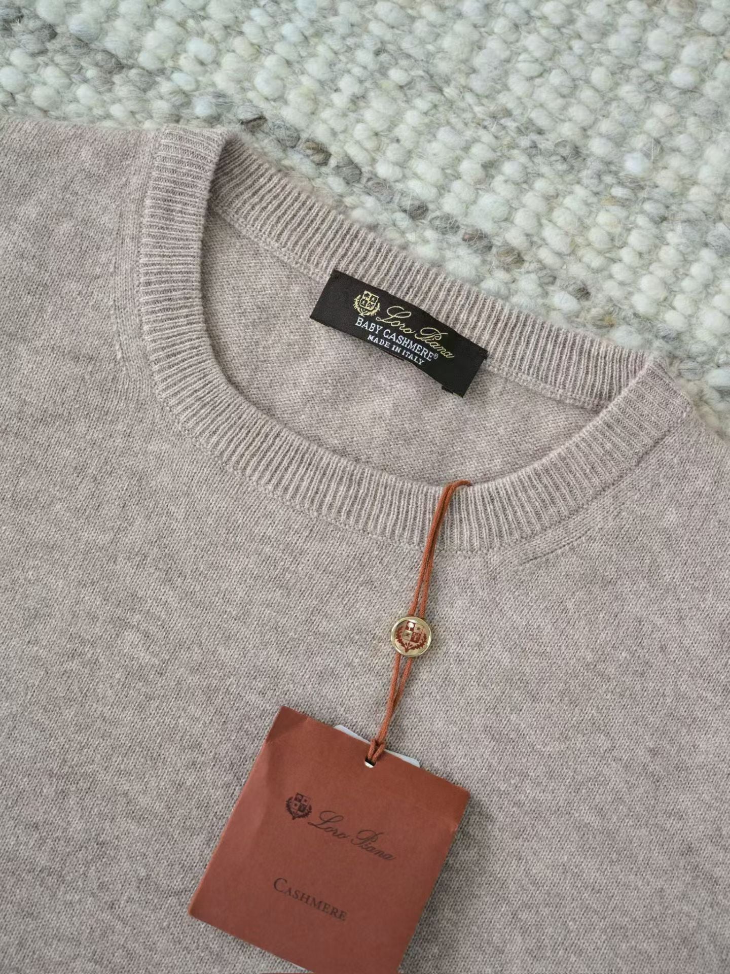 Loro Piana Herren-Pullover aus Baby-Kaschmir in Hellbeige