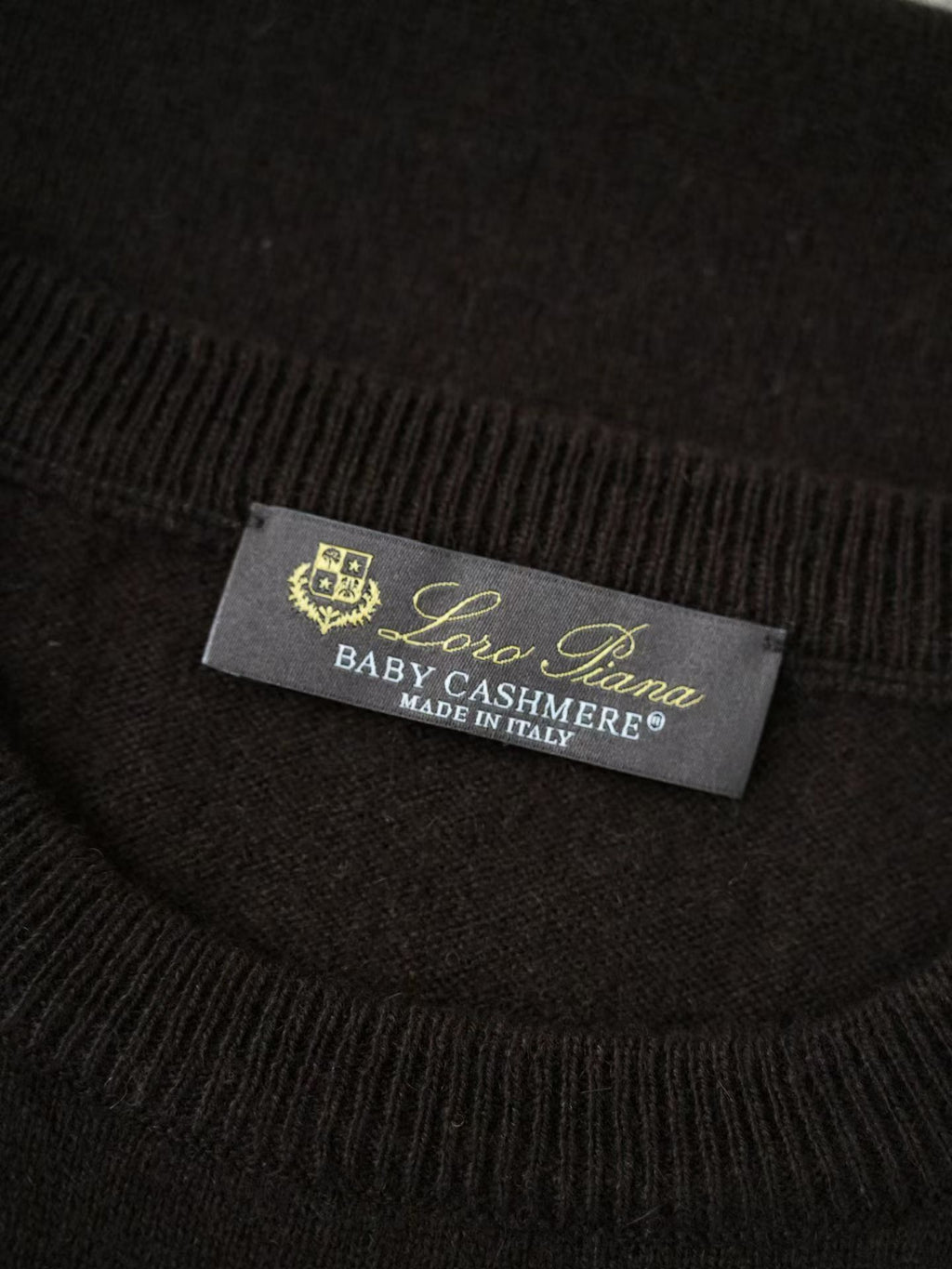 Loro Piana Herren-Pullover aus Baby-Kaschmir in Dunkelbraun