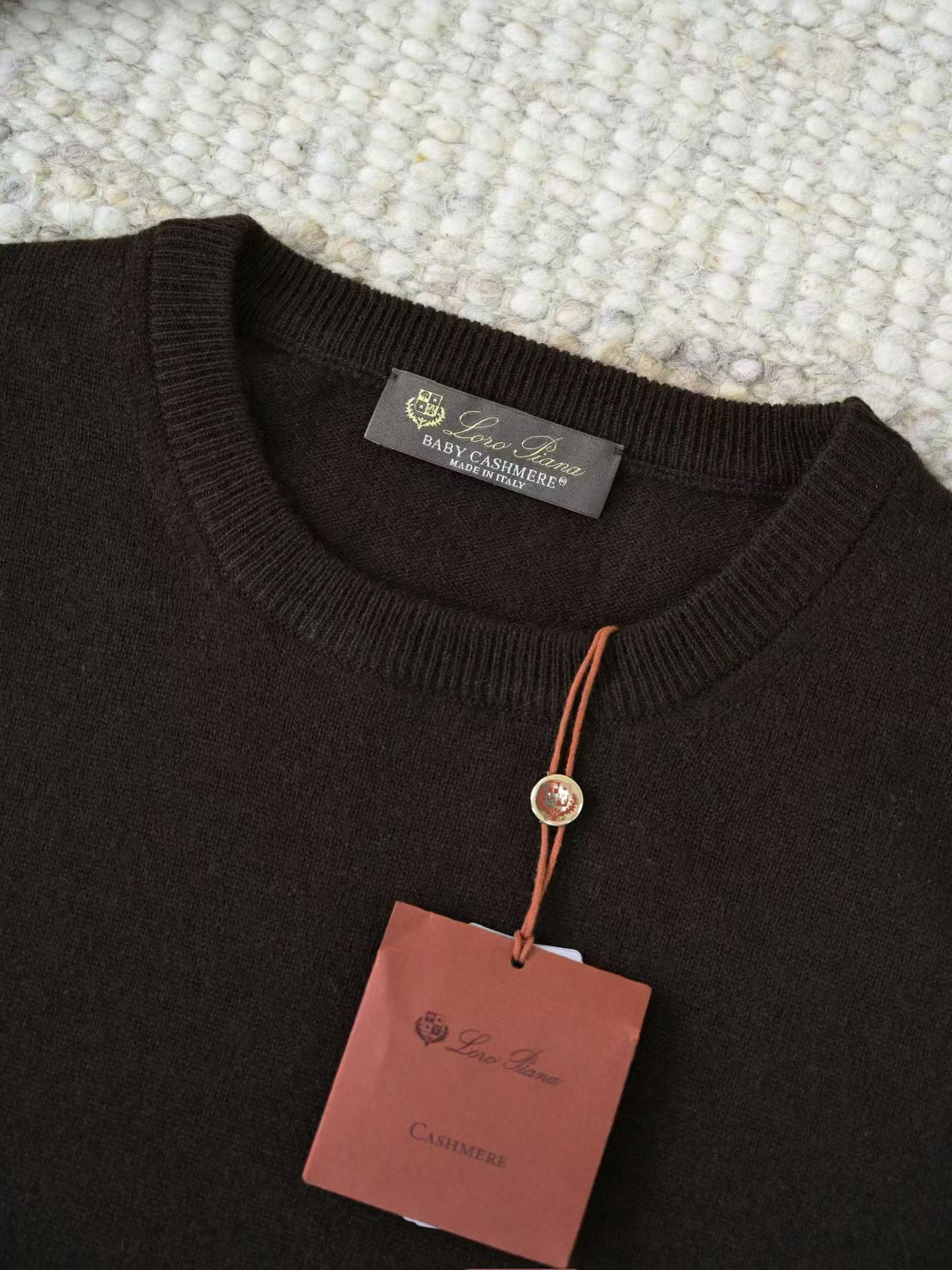 Loro Piana Herren-Pullover aus Baby-Kaschmir in Dunkelbraun