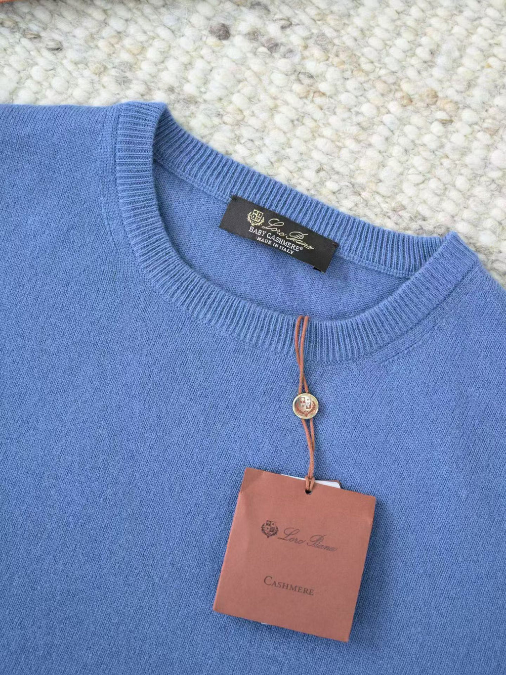 Loro Piana Herren-Pullover aus Baby-Kaschmir in Mittelblau