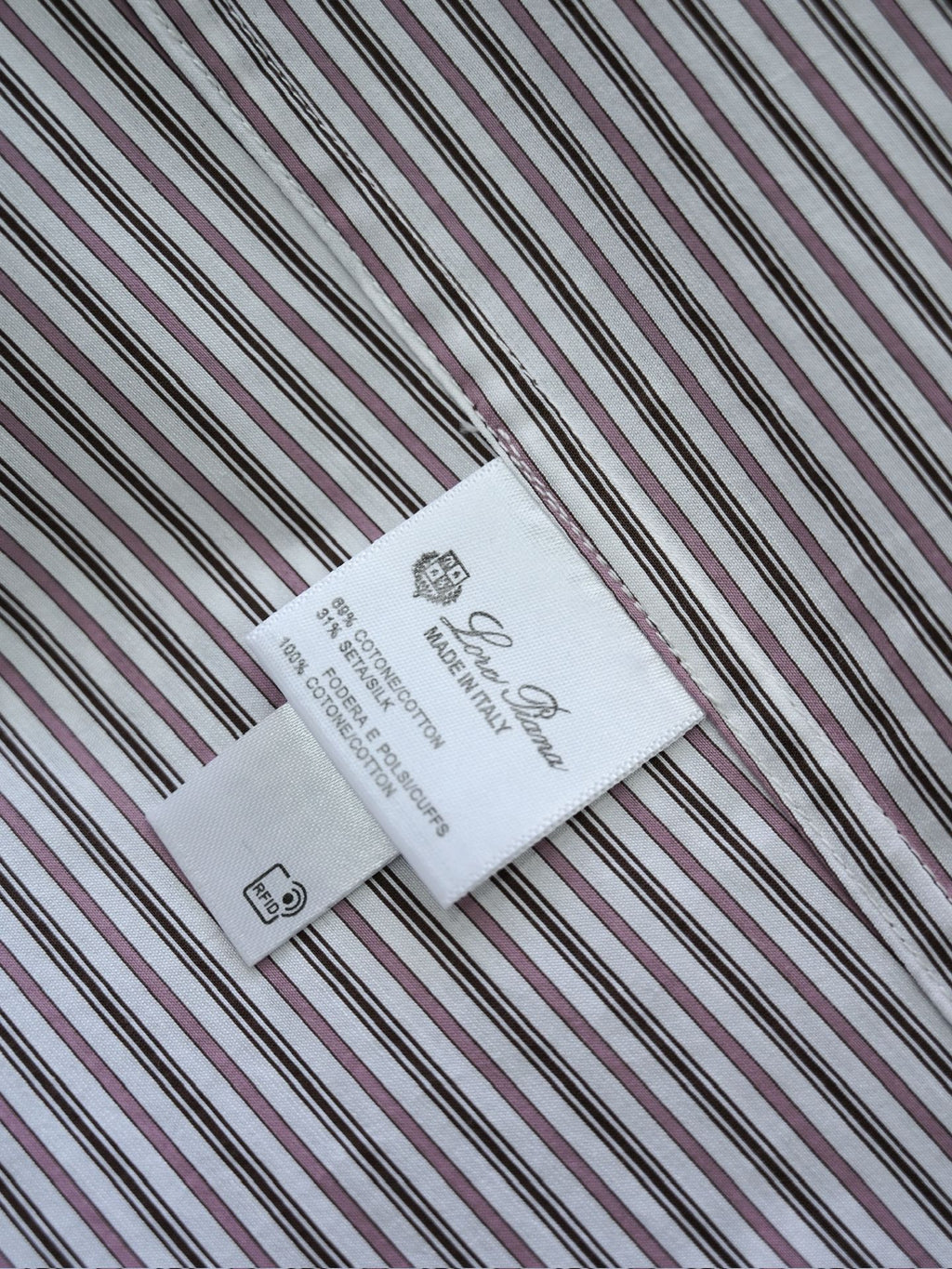 Loro Piana Herren-Hemd aus Baumwolle mit burgunder-weissem Streifenmuster