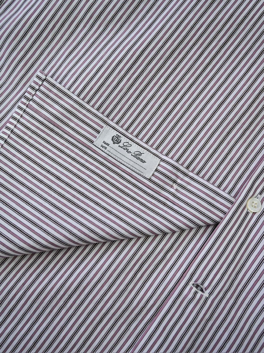 Loro Piana Herren-Hemd aus Baumwolle mit burgunder-weissem Streifenmuster