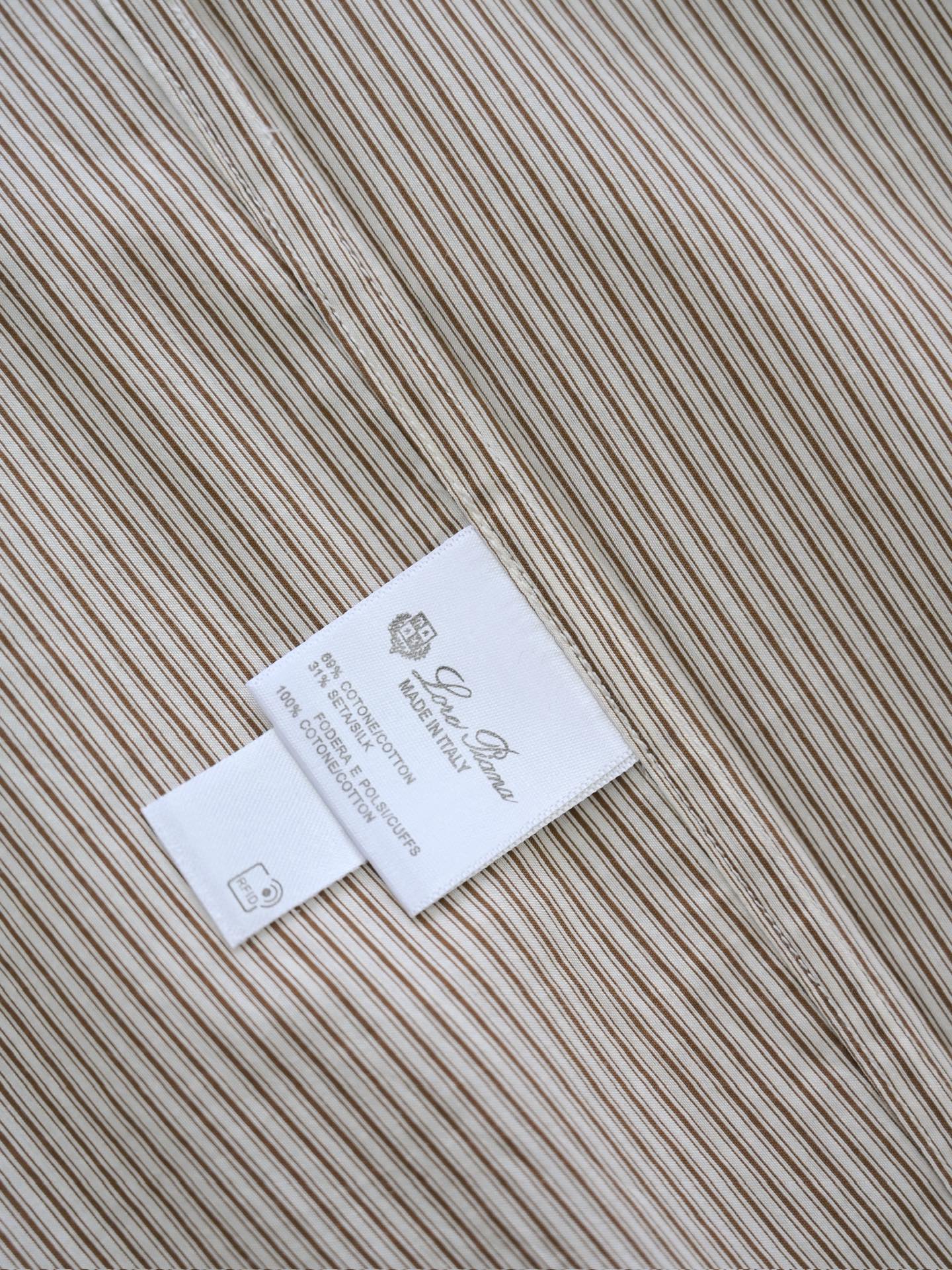 Loro Piana Herren-Hemd aus Baumwolle mit beige-weissem Streifenmuster